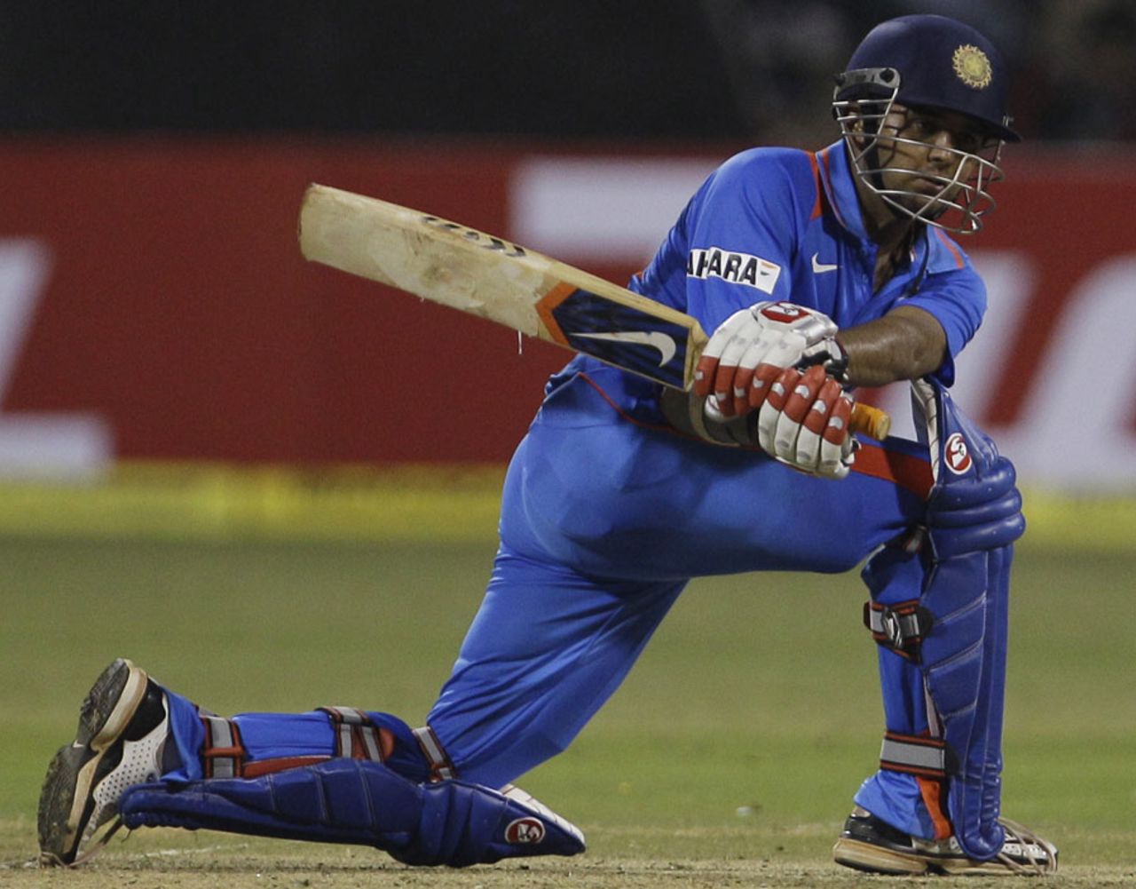 Parthiv Patel sweeps during his 53, India v New Zealand, 4th ODI, Bangalore, December 7, 2010