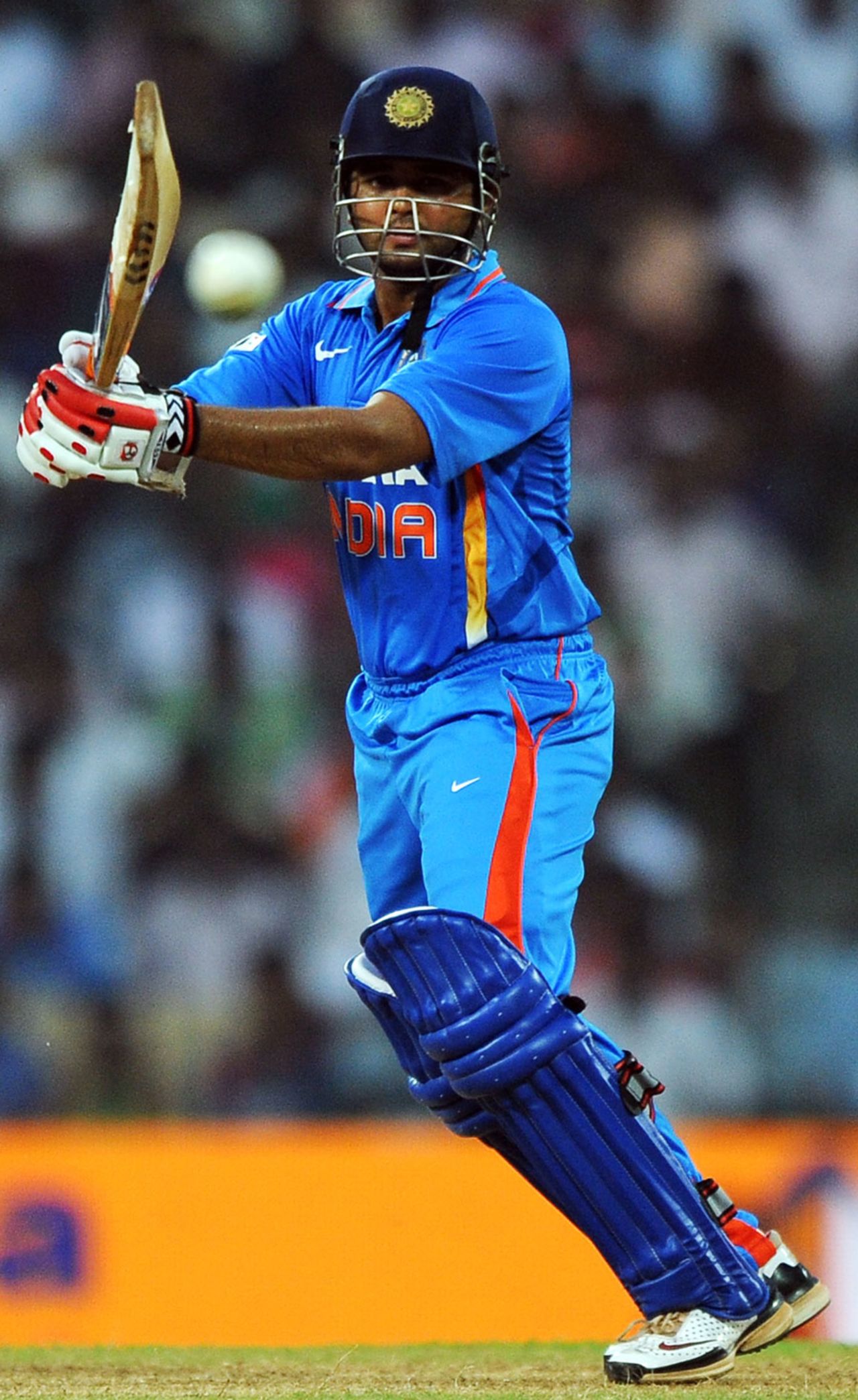 Parthiv Patel plays one square on the off side during his half-century, 5th ODI, Chennai, December 10, 2010