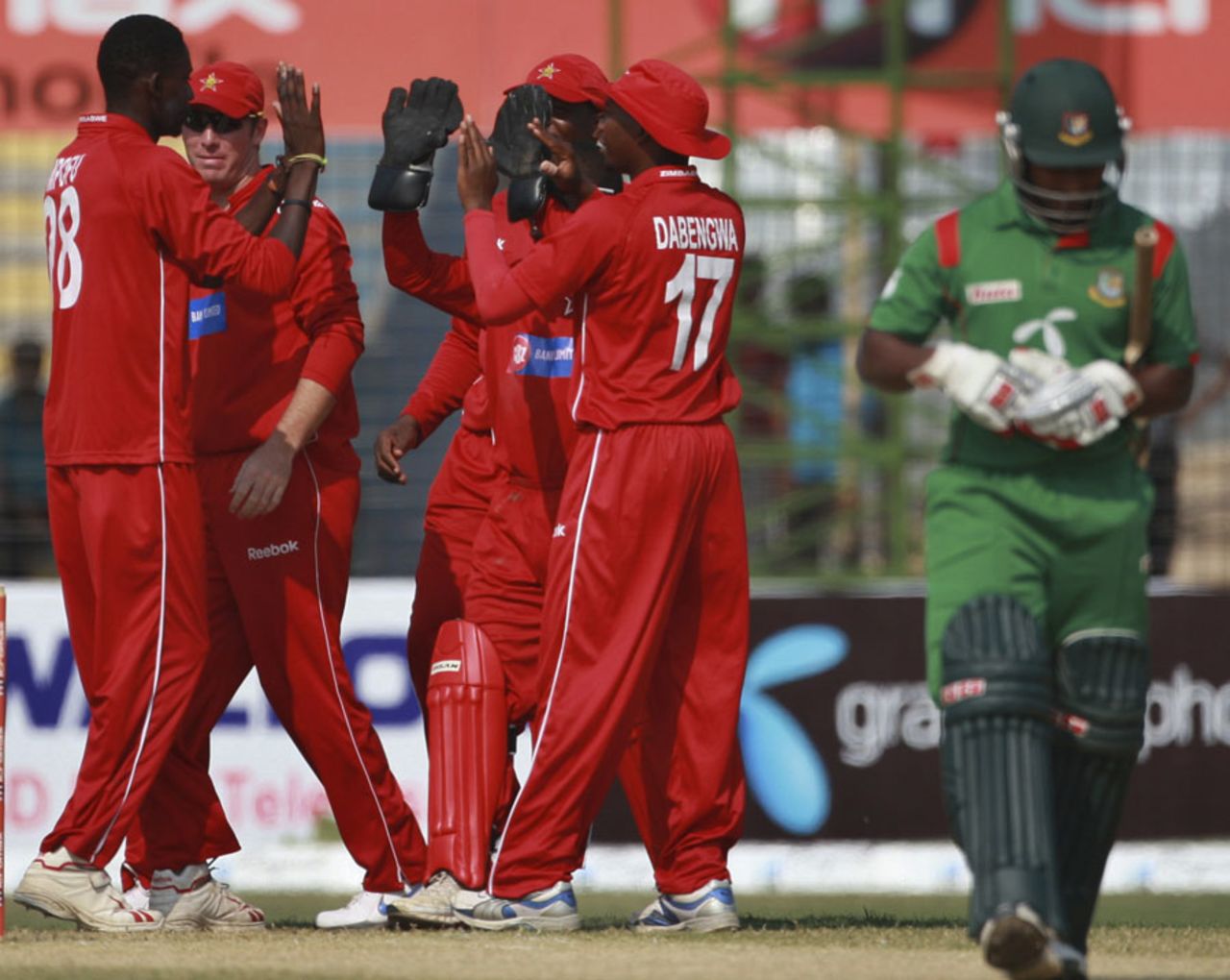 Imrul Kayes walks back after being dismissed for 2 by Chris Mpofu, Bangladesh v Zimbabwe, 5th ODI, Chittagong