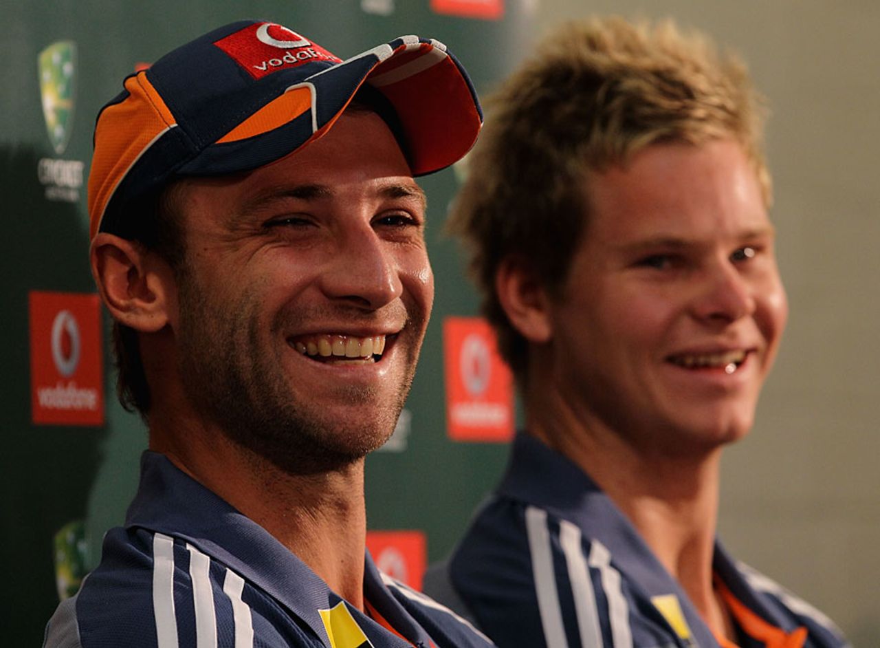 Phillip Hughes and Steve Smith look forward to their Test match comebacks, Perth, December 14, 2010