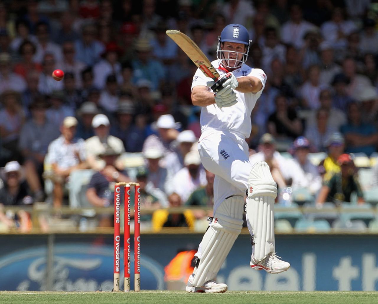 Andrew Strauss pulls through square leg, Australia v England, 3rd Test, Perth, 2nd day, December 17, 2010