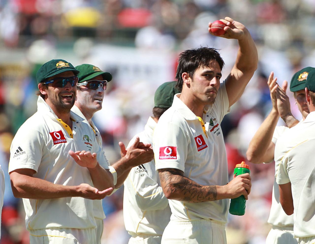 Mitchell Johnson celebrates his five-wicket haul, Australia v England, 3rd Test, Perth, 2nd day, December 17, 2010