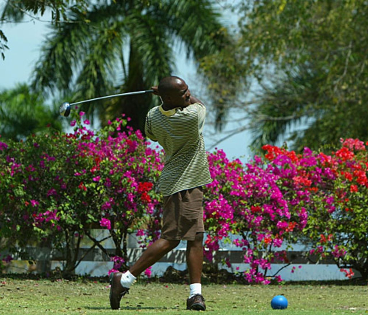 Brian Lara relaxes with a round of golf, Kingston, Jamaica, March 8, 2004