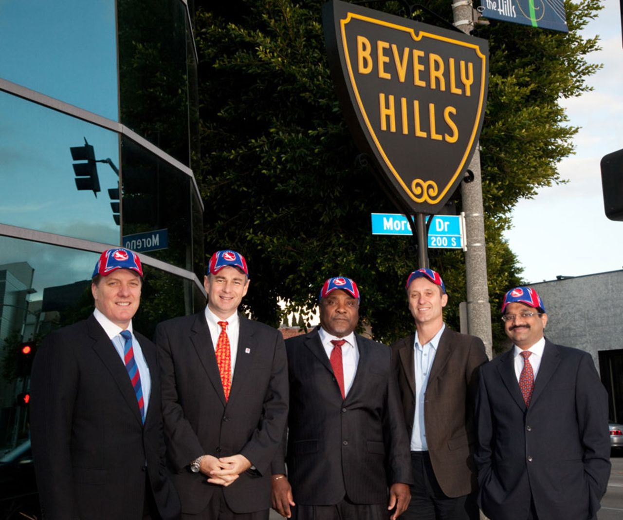The men who made the USA - NZC deal happen (from L to R): Neil Maxwell, John Thickett, Gladstone Dainty, Justin Vaughan, Rajiv Podar (managing director of Podar Enterprises), USA, December 19, 2010