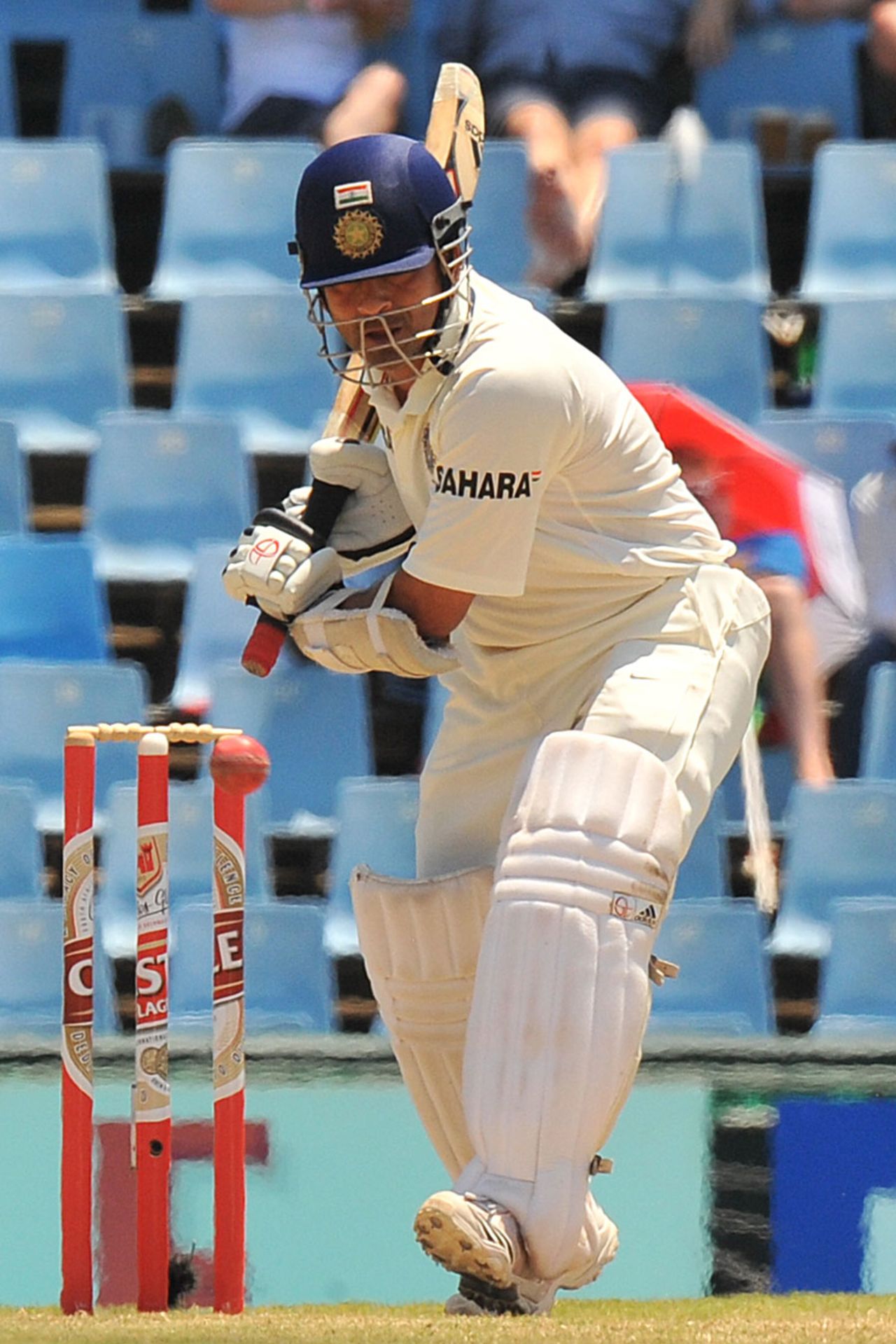Sachin Tendulkar leans in to a front-foot drive, South Africa v India, 1st Test, Centurion, 4th day, December 19, 2010