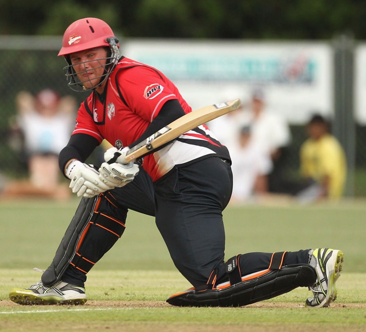 Corey Anderson plays a reverse sweep during his 44 off 27 balls, Auckland v Canterbury, Auckland, HRV Cup 2010-11, December 21, 2010