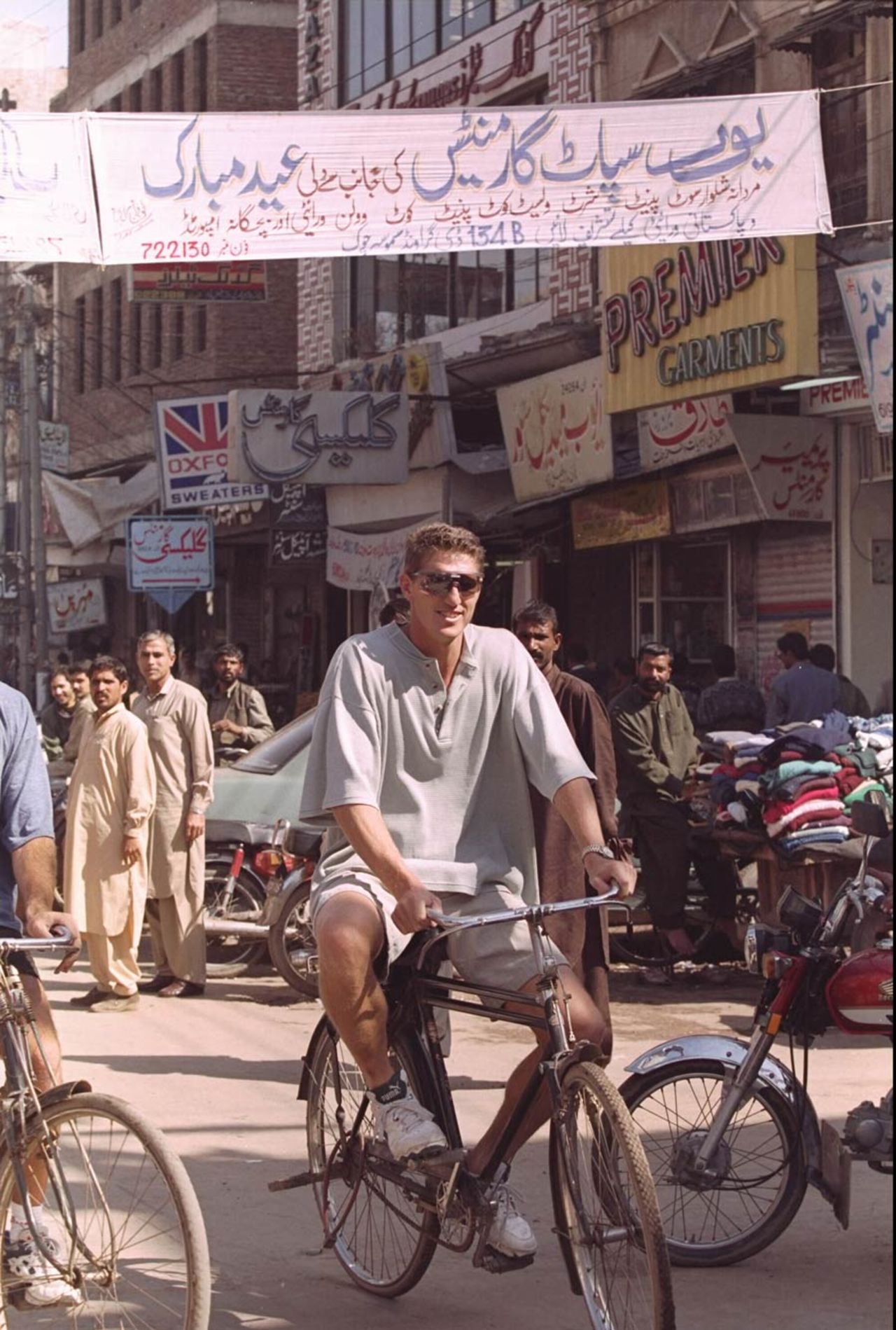 Fanie de Villiers rides a bicycle during the South African team's day out in Pakistan
