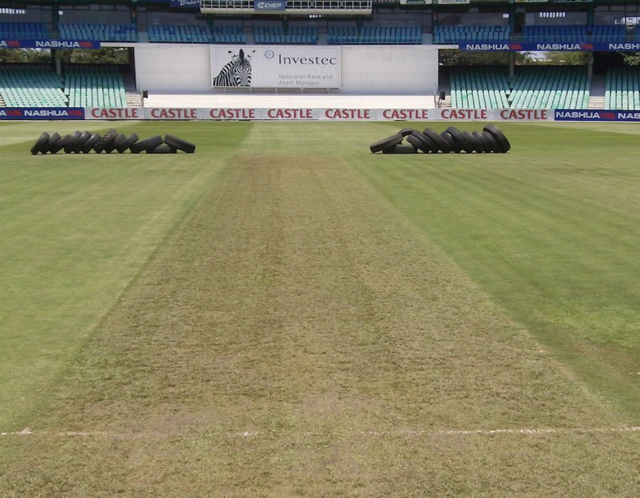 The pitch at Kingsmead for the Boxing Day Test between South Africa and India, Durban, December 22, 2010