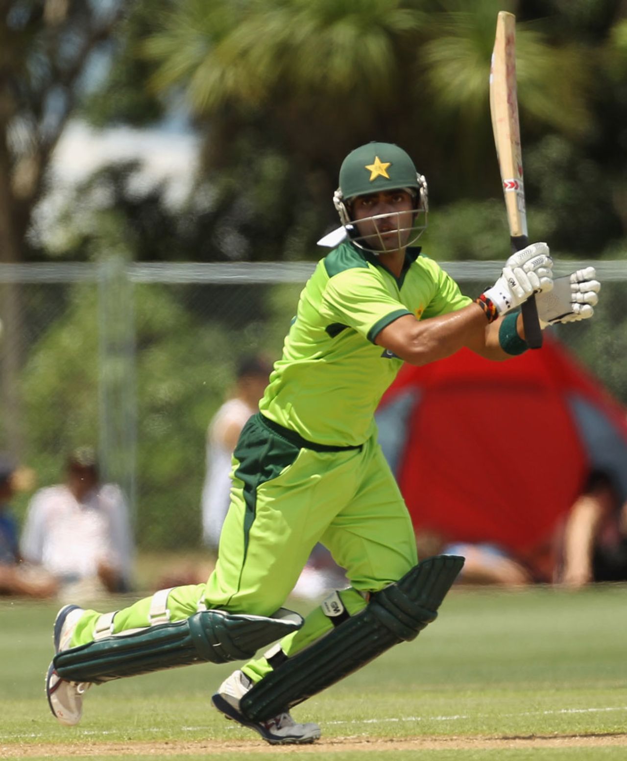 Umar Akmal hits one square on the off side, Auckland v Pakistanis, Twenty20, Auckland, December 23, 2010