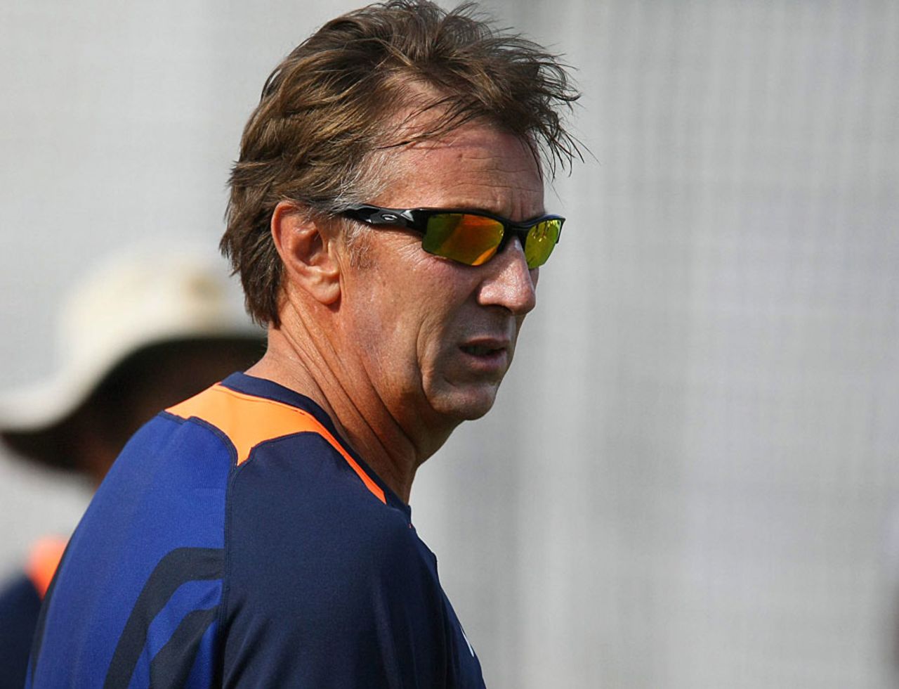 Eric Simons, India's bowling coach, looks on during a nets session, Durban, December 23, 2010