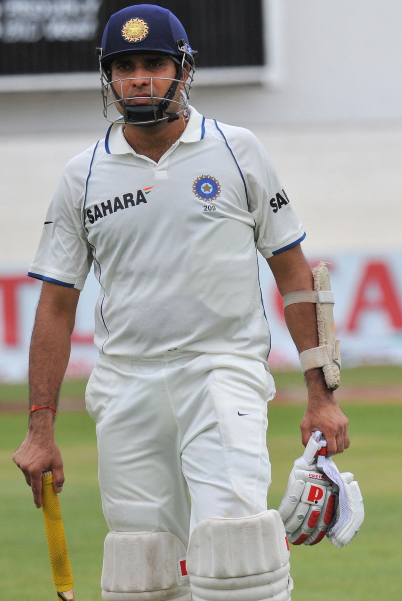 VVS Laxman was India's top-scorer on the first day with 38, South Africa v India, 2nd Test, Durban, 1st day, December 26, 2010