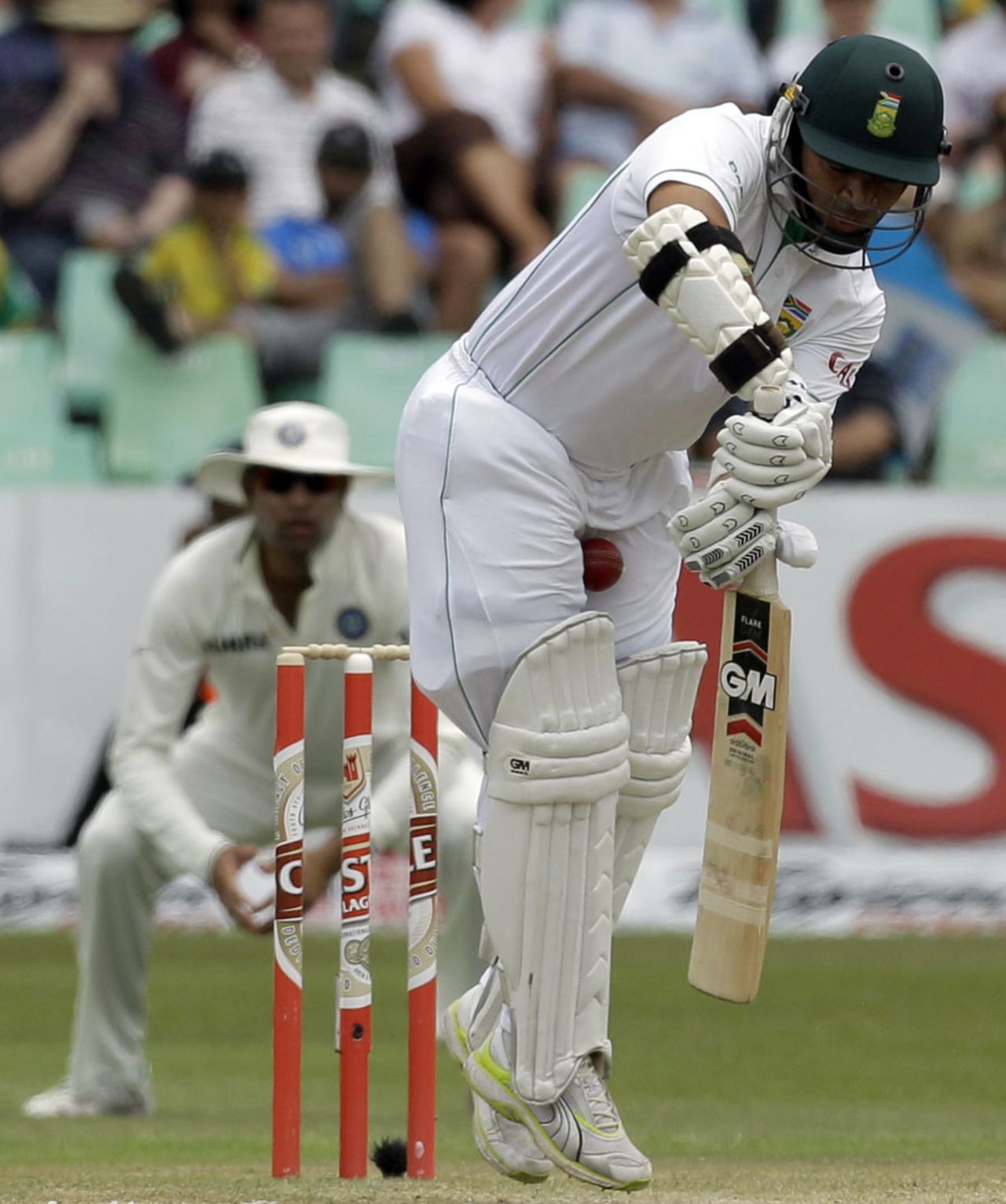 Ashwell Prince is hit in an uncomfortable area by a Zaheer Khan delivery, South Africa v India, 2nd Test, Durban, 2nd day, December 27, 2010 