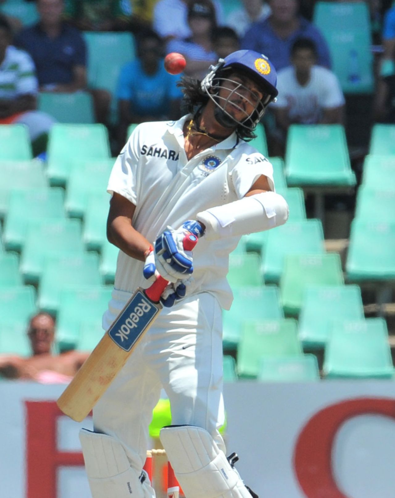 Ishant Sharma sways away from a Jacques Kallis bouncer, South Africa v India, 2nd Test, Durban, 3rd day, December 28, 2010