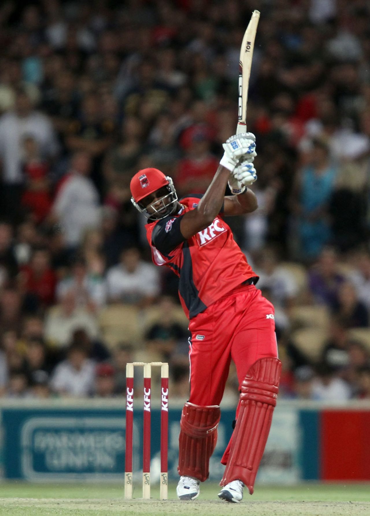 Kieron Pollard blasts one down the ground, South Australia v New South Wales, Adelaide, January 4, Big Bash 2010-11