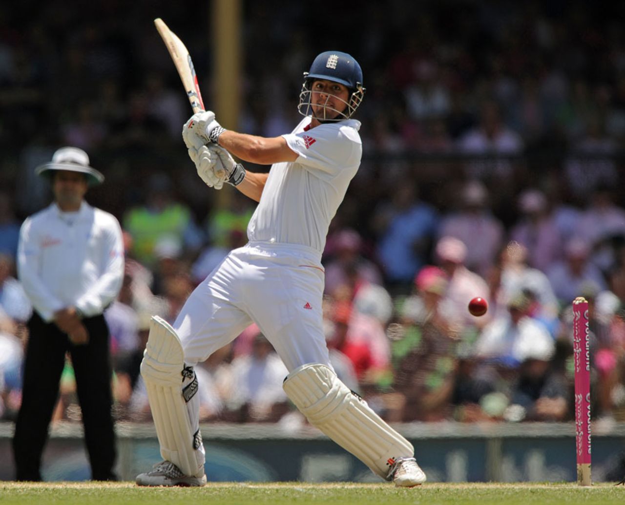 Alastair Cook cuts hard through point, Australia v England, 5th Test, Sydney, 3rd day, January 5, 2011