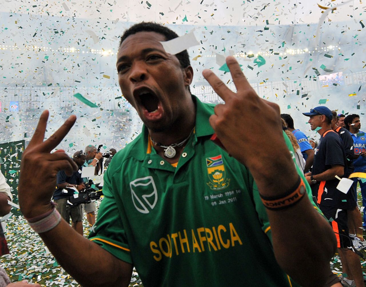 Makhaya Ntini after his last international match, South Africa v India, only Twenty20, Durban