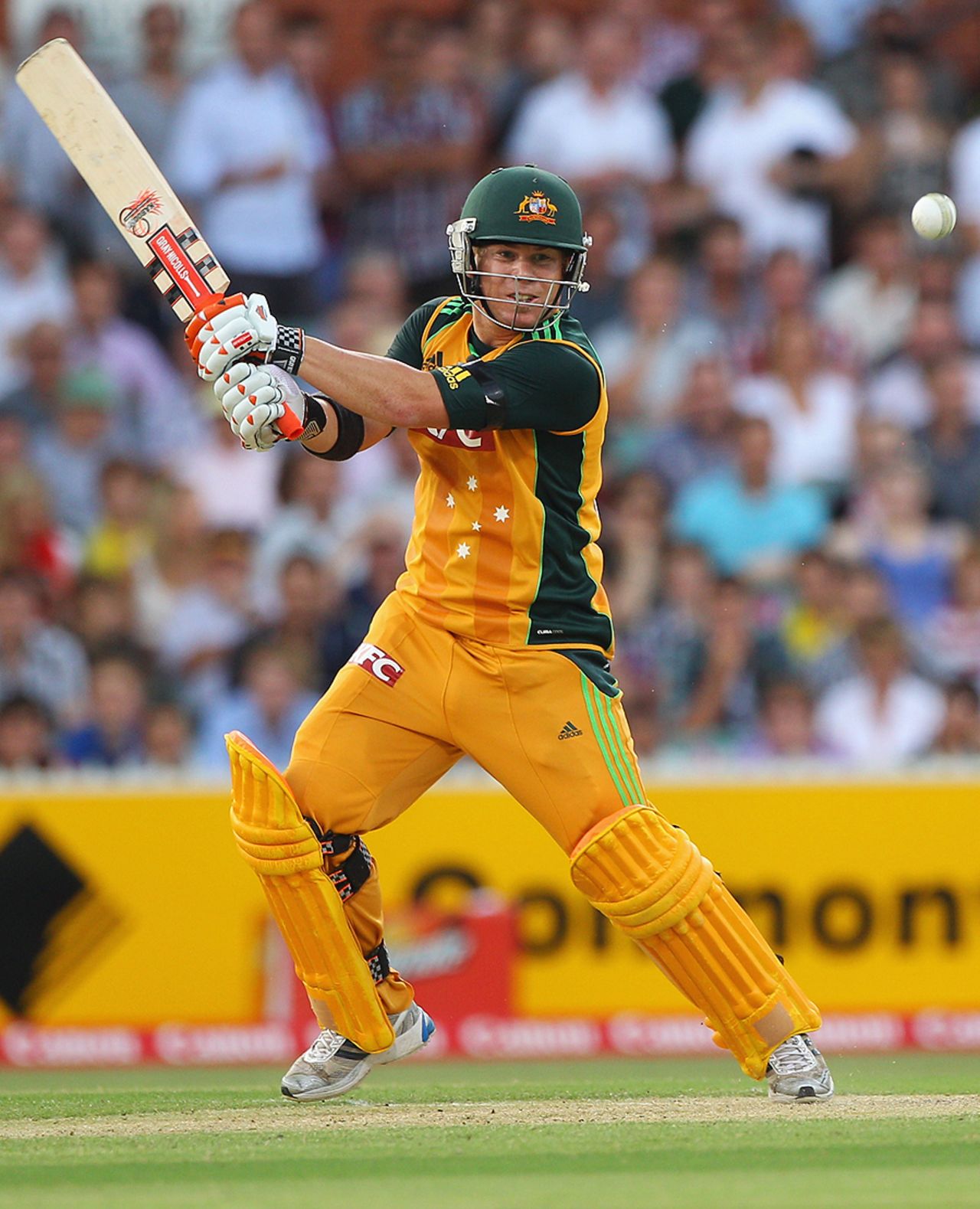 David Warner cuts during his aggressive innings of 30, Australia v England, 1st Twenty20, Adelaide, January 12, 2011