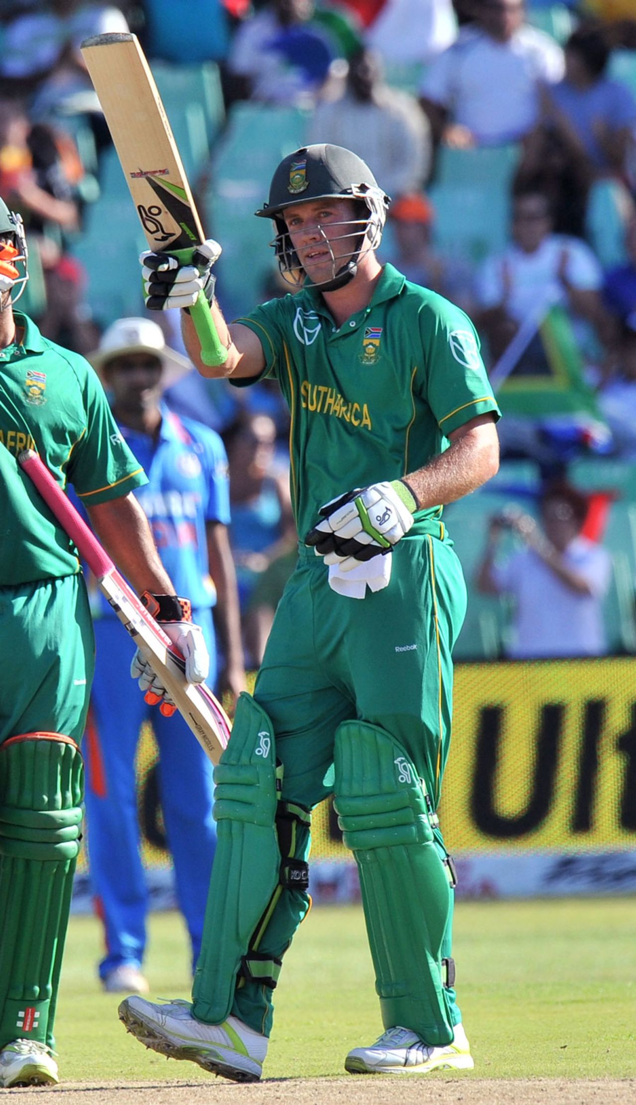 AB de Villiers reaches his half-century, South Africa v India, 1st ODI, Durban, January 12, 2011