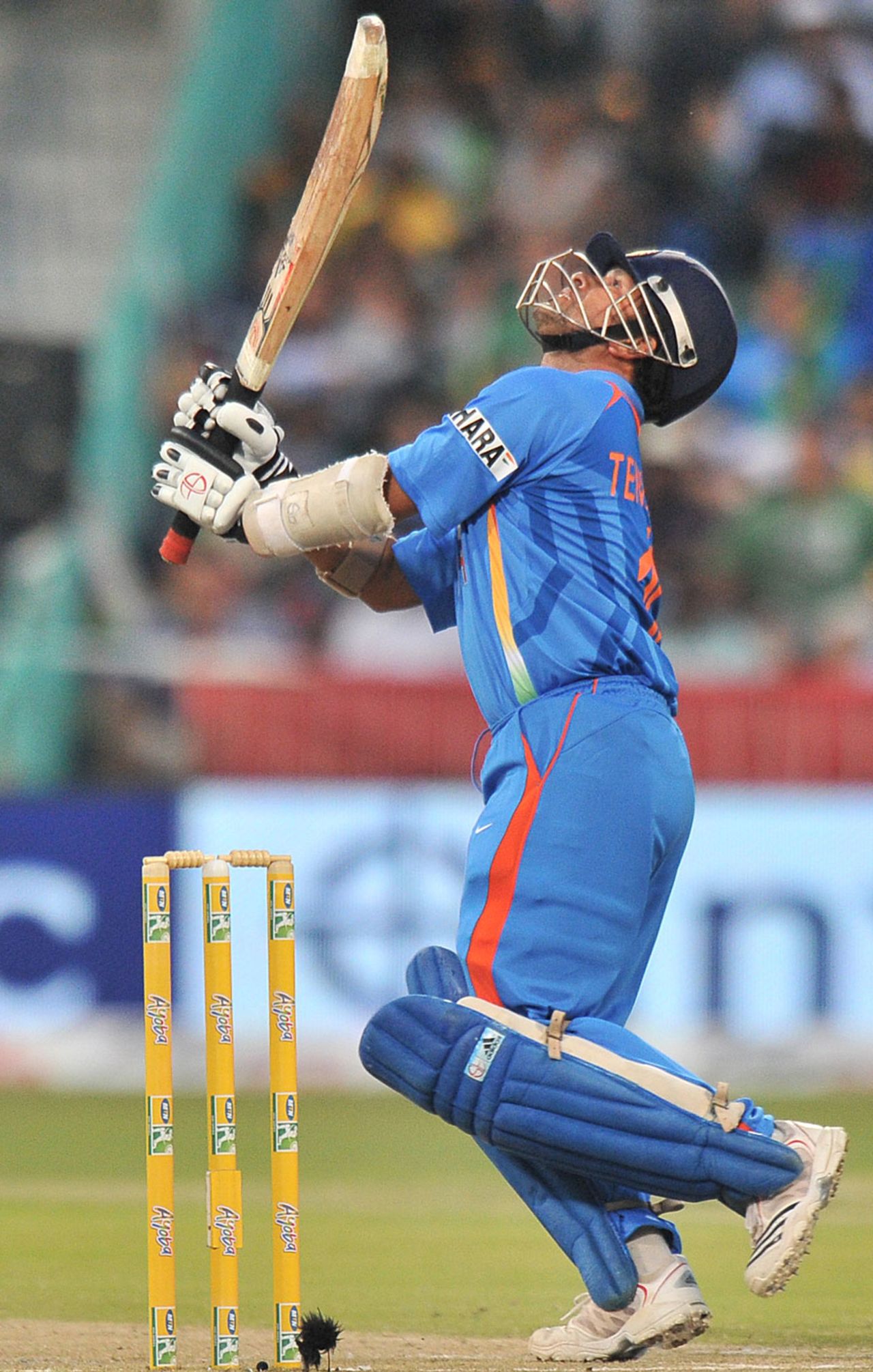 Sachin Tendulkar scoops one in the air straight to short fine-leg, South Africa v India, 1st ODI, Durban, January 12, 2011