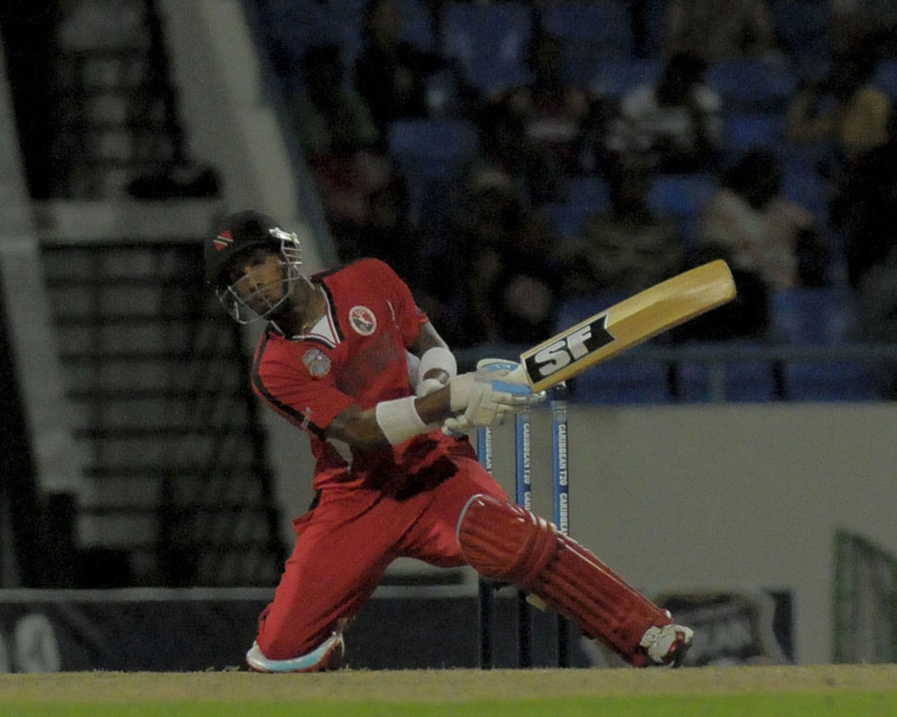 Lendl Simmons plays a ramp shot during his 83, Leeward Islands v Trinidad & Tobago, Caribbean T20, Antigua, January 13, 2011 