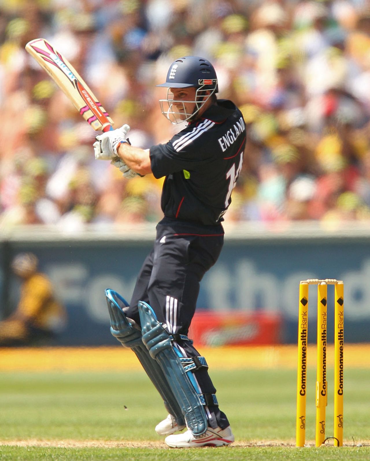 Andrew Strauss plays his favourite square cut as he makes 63, Australia v England, 1st ODI, Melbourne, January 16, 2010