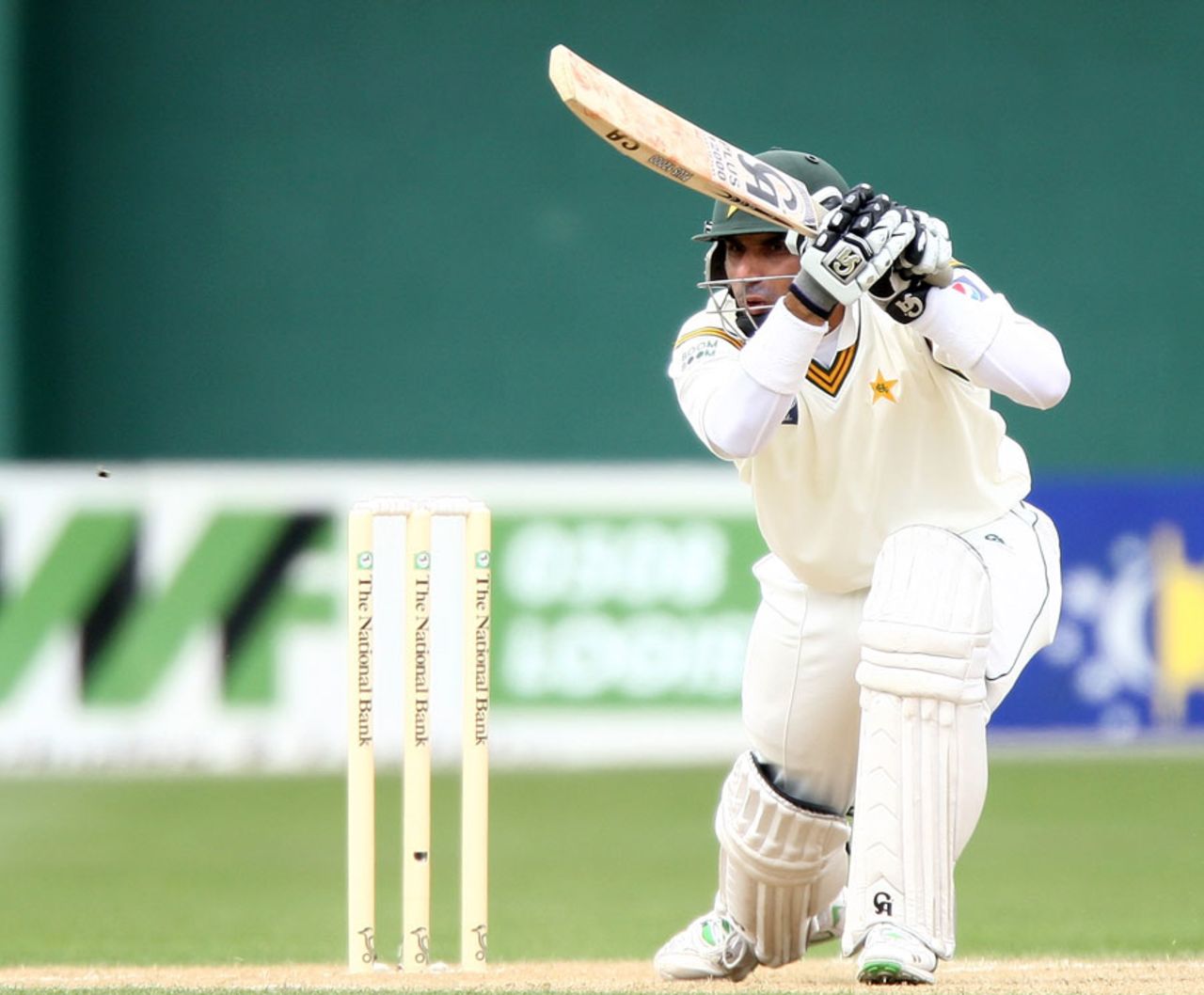 Misbah-ul-Haq drives through the off side, New Zealand v Pakistan, 2nd Test, Wellington, 3rd day, January 17, 2011