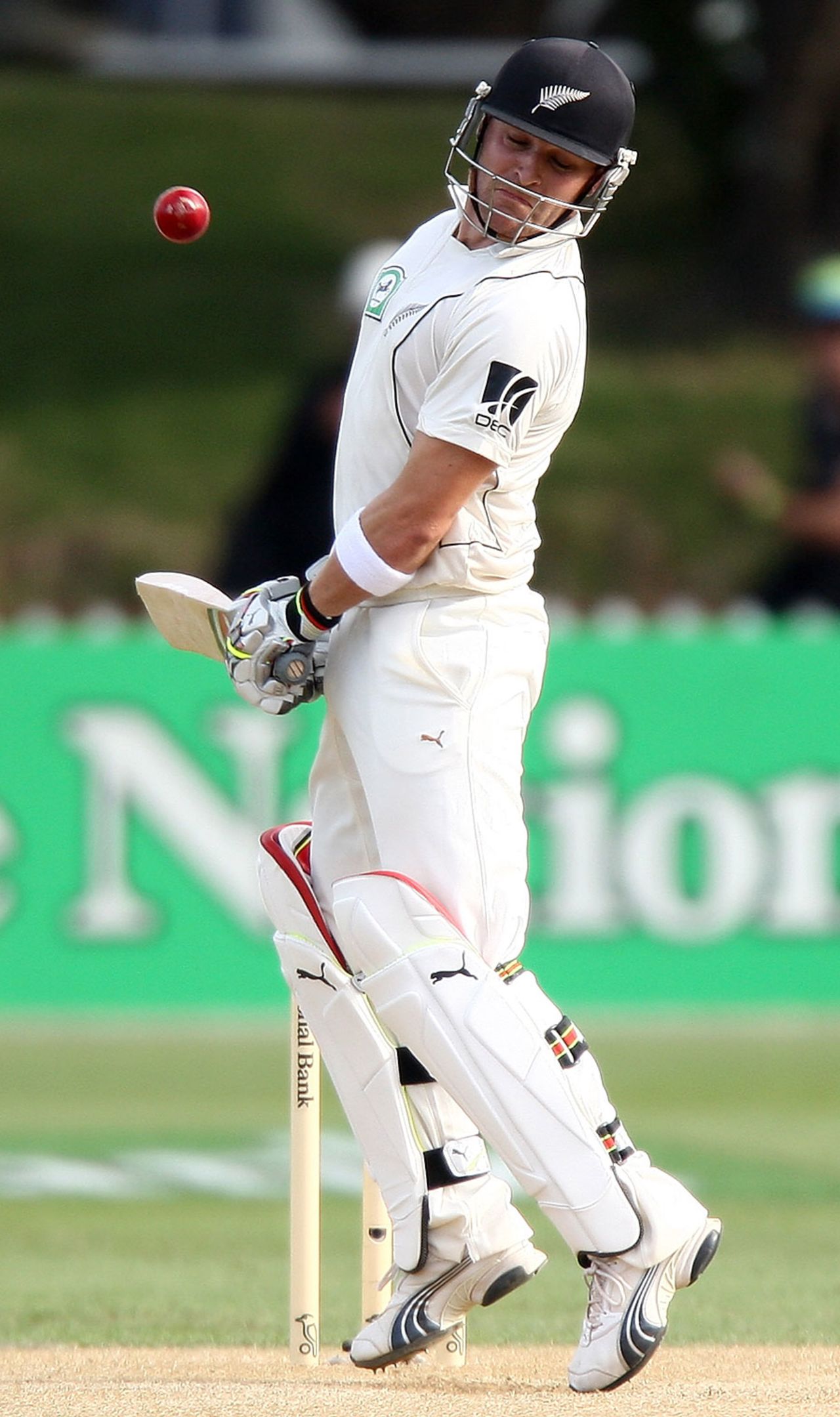 Brendon McCullum sways out of the way of a short ball, New Zealand v Pakistan, 2nd Test, Wellington, 3rd day, January 17, 2011