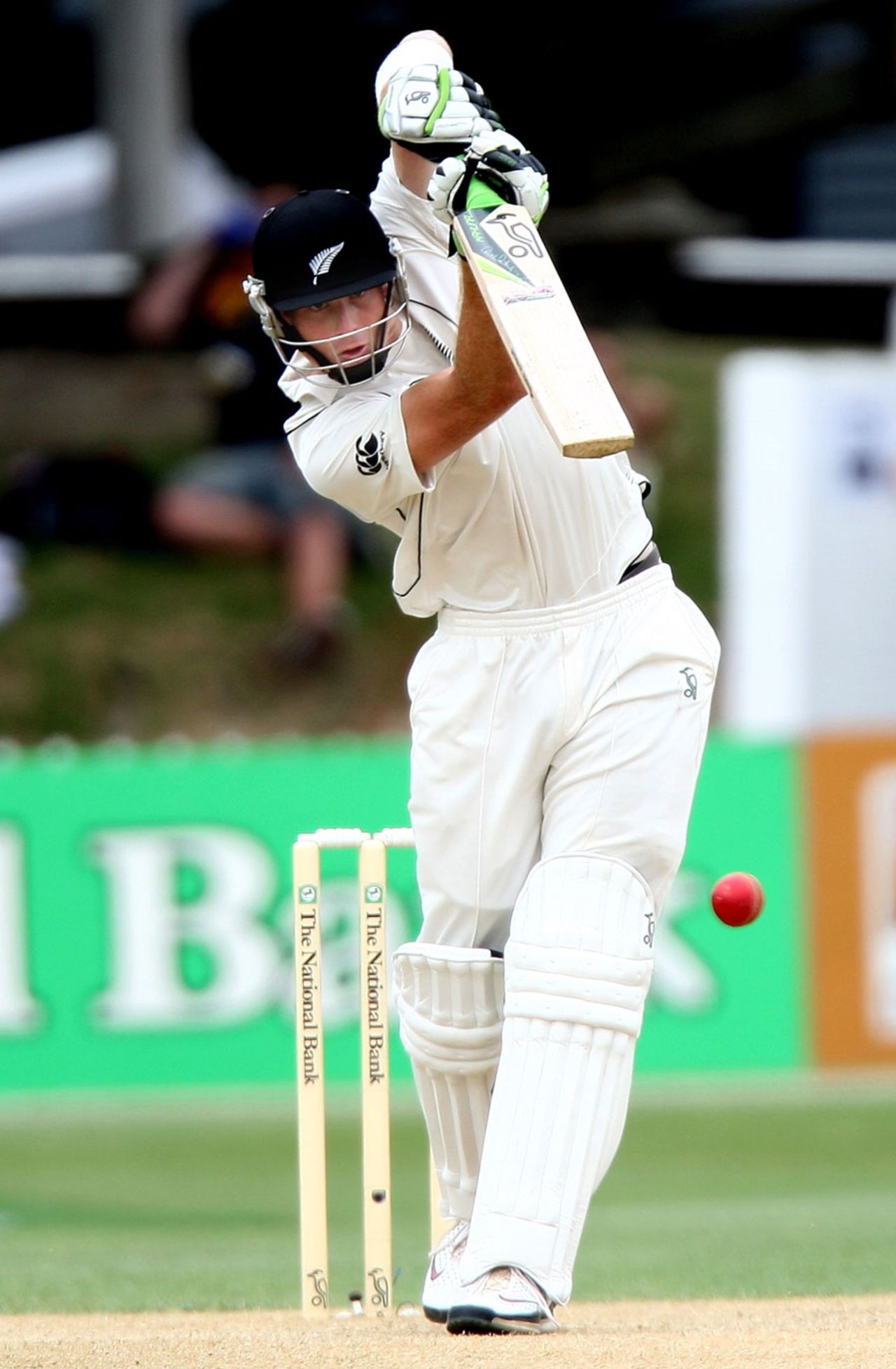 Martin Guptill drives solidly down the ground, New Zealand v Pakistan, 2nd Test, Wellington, 4th day, January 18, 2011
