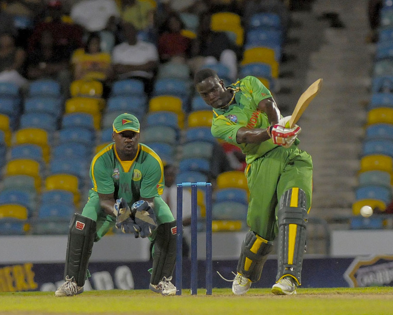Andre Fletcher hit the highest score of the match but ended up on the losing side, Guyana v Windward Islands, Barbados, Caribbean T20, January 18, 2011 