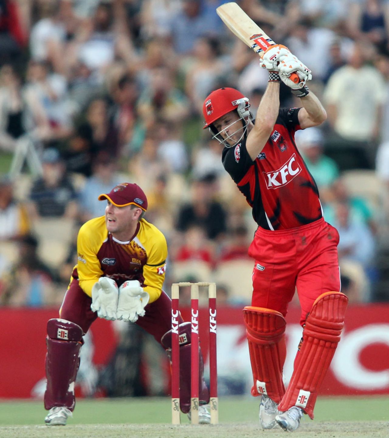 Daniel Harris hits one through the off side during his 45, South Australia v Queensland, Twenty20 Big Bash 2010-11, Adelaide, January 20, 2011