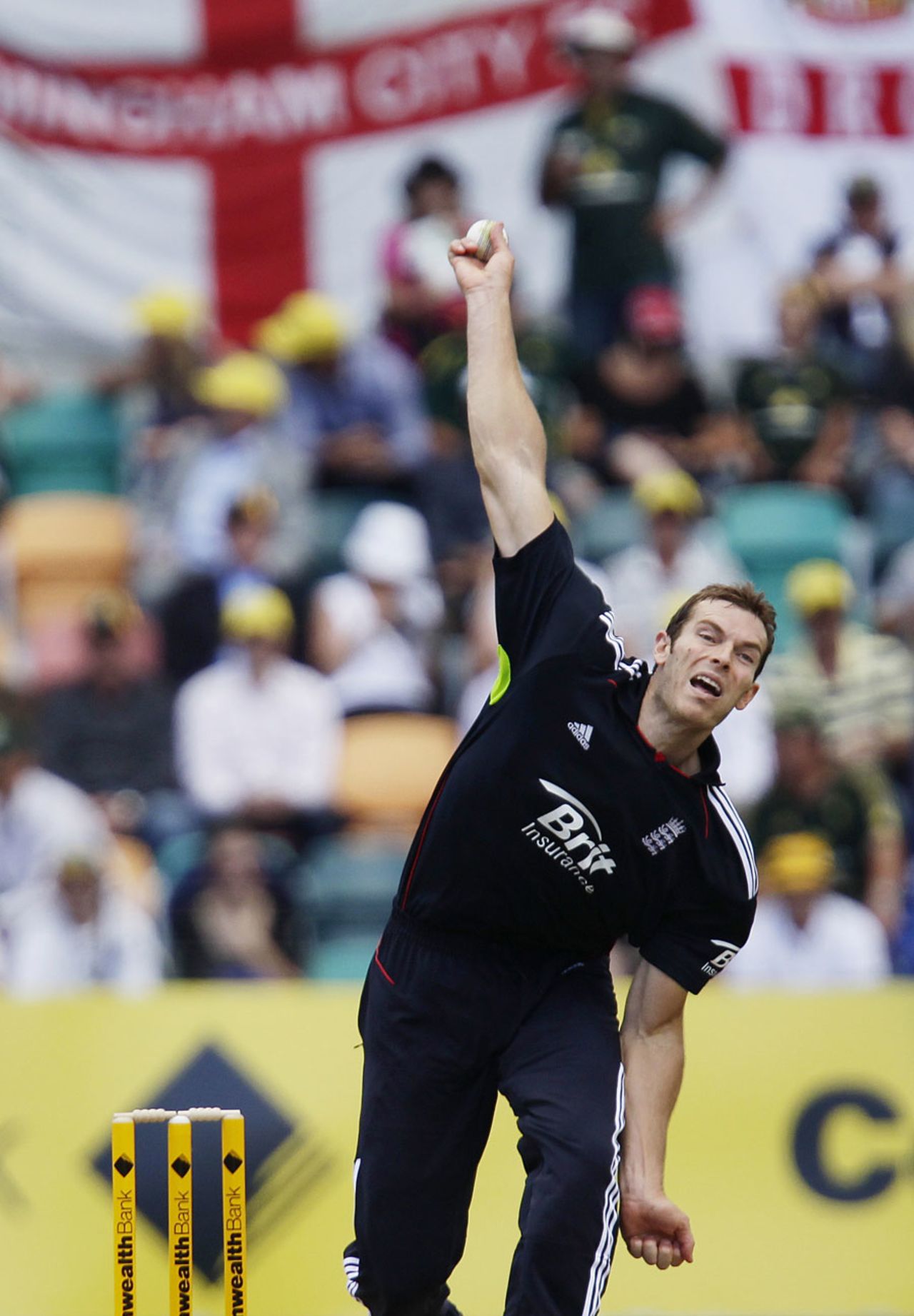 Chris Tremlett responded to World Cup disappointment with an accurate spell, Australia v England, 2nd ODI, Hobart, January 21, 2011