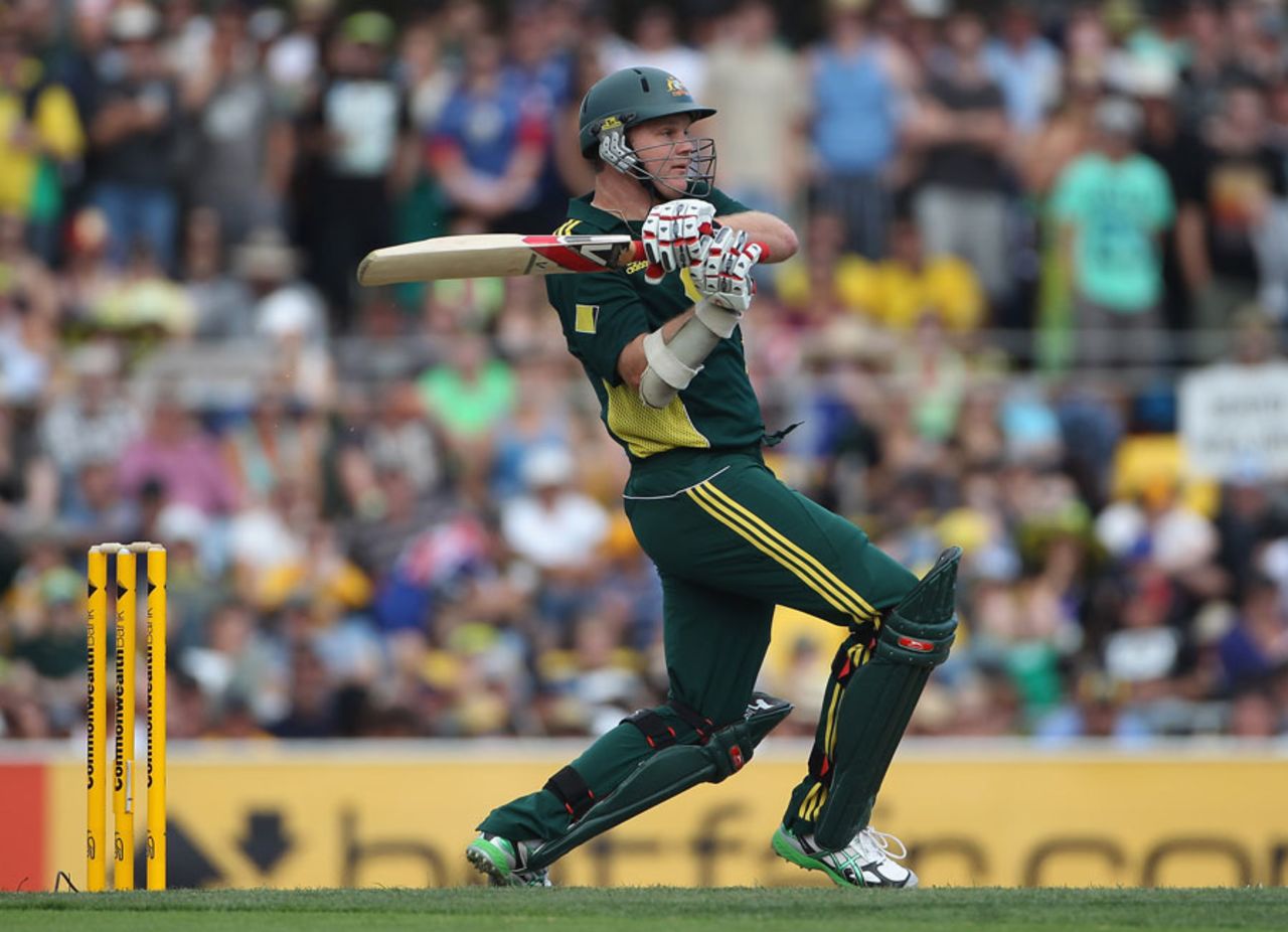 Doug Bollinger enjoyed making a contribution of 30 with the bat, Australia v England, 2nd ODI, Hobart, January 21, 2011