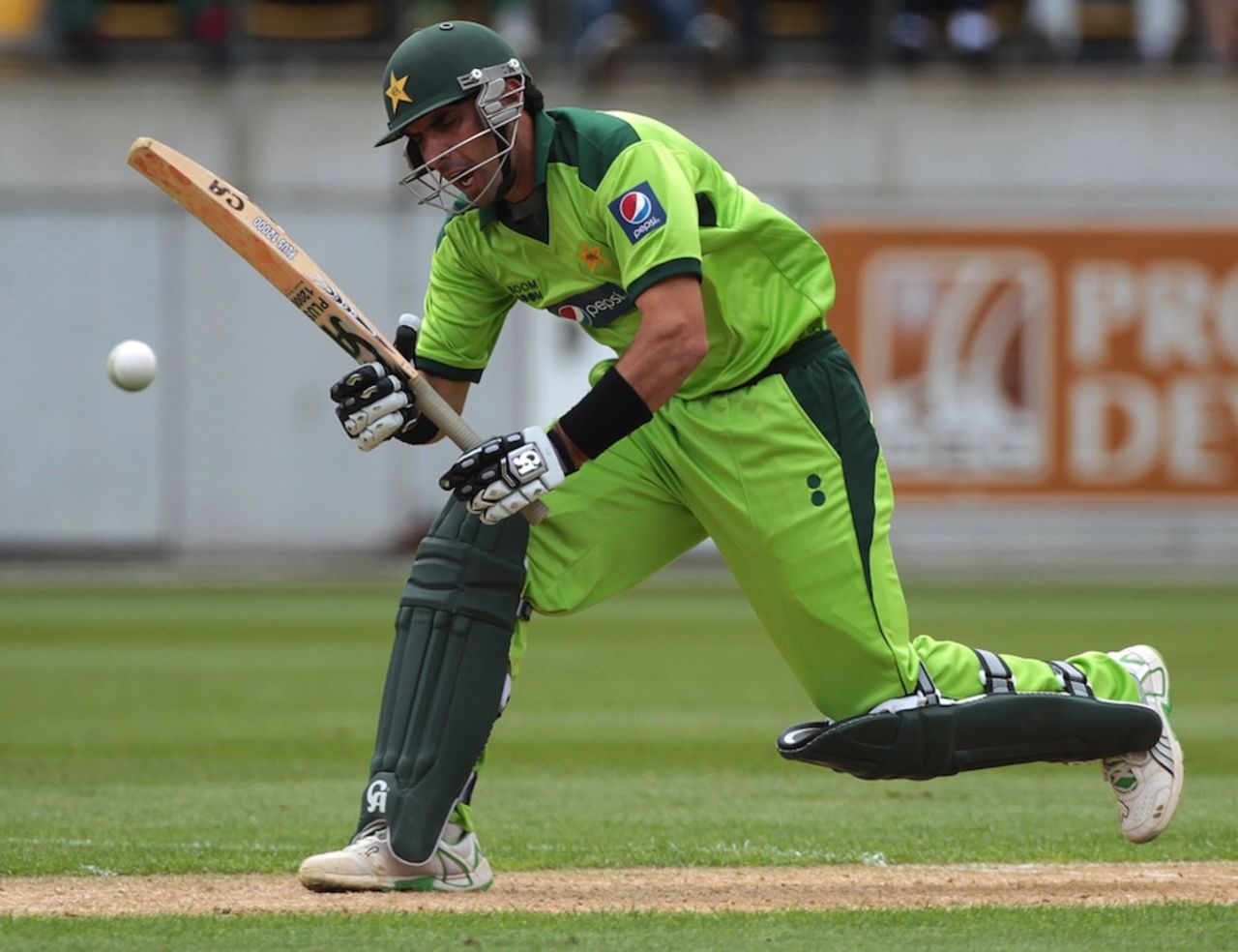 Misbah-ul-Haq was the only Pakistan batsman to make a contribution, New Zealand v Pakistan, 1st ODI, Westpac Stadium, Wellington, January 22, 2011