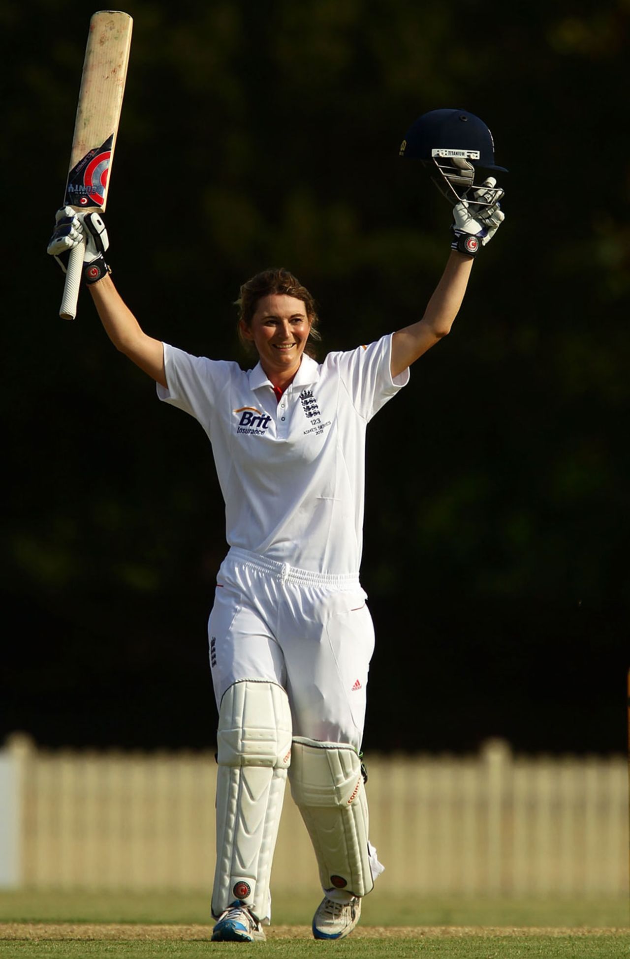 Charlotte Edwards celebrates her century, Australia v England, women's 1st Test, Sydney, January 22, 2011