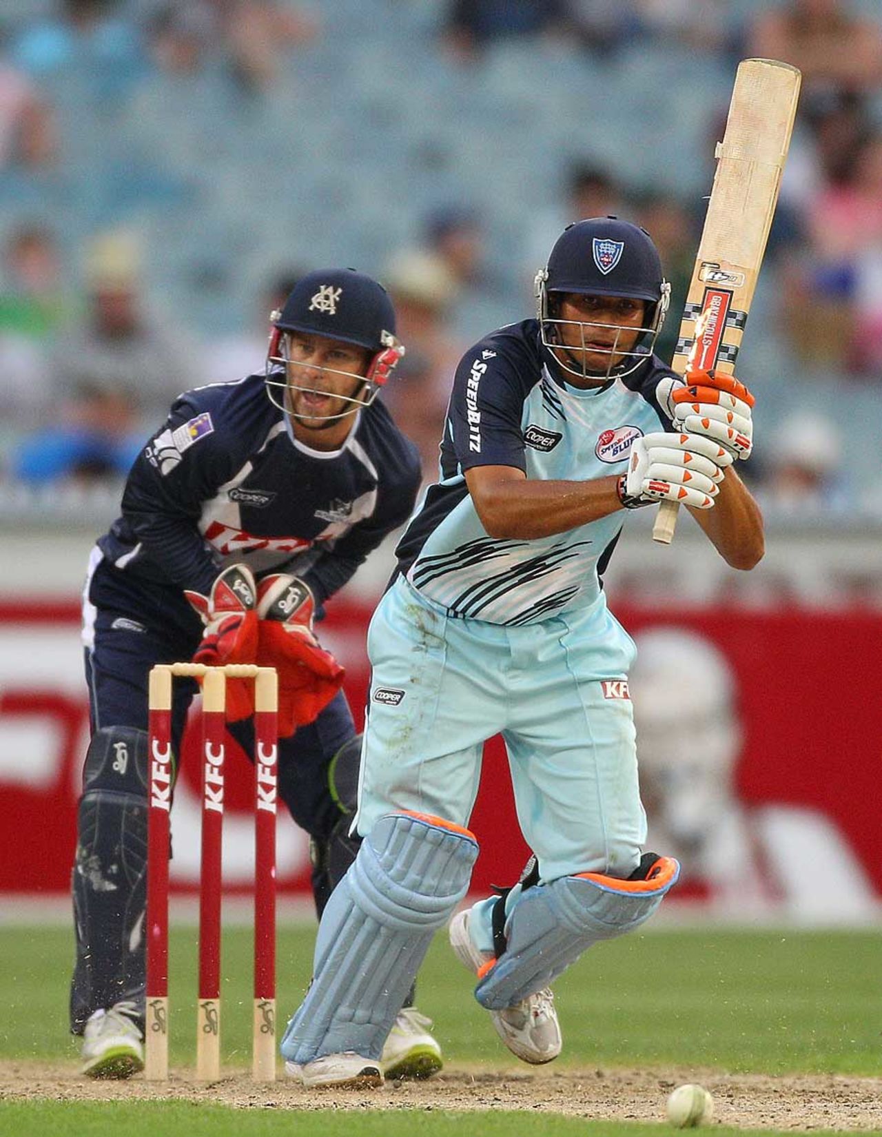 Usman Khawaja drives during his half-century, Victoria v New South Wales, Twenty20 Big Bash, MCG, January 22, 2011