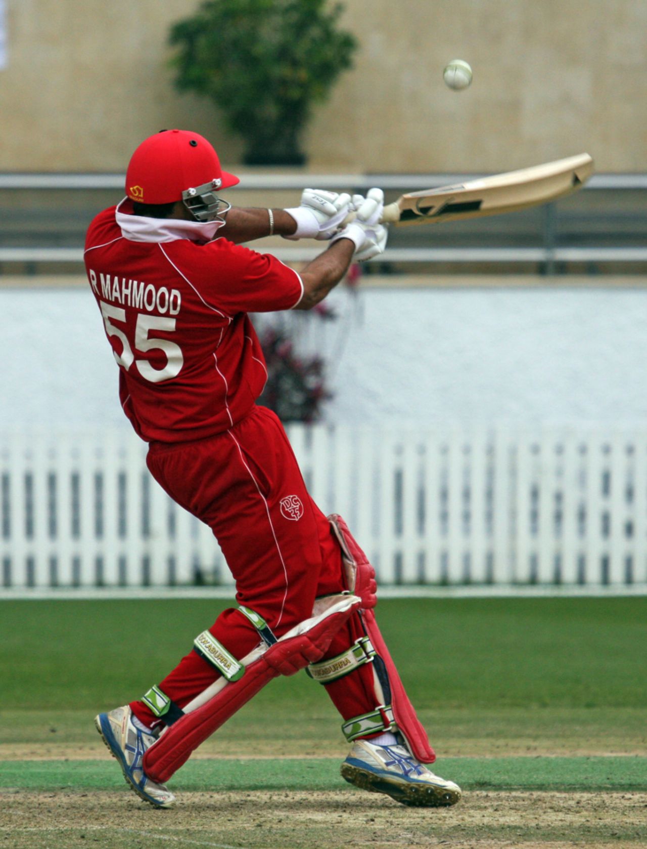 Rizwan Mahmood launches into an aggressive pull, Denmark v Italy, WCL Division Three, Hong Kong Cricket Club, January 22, 2011