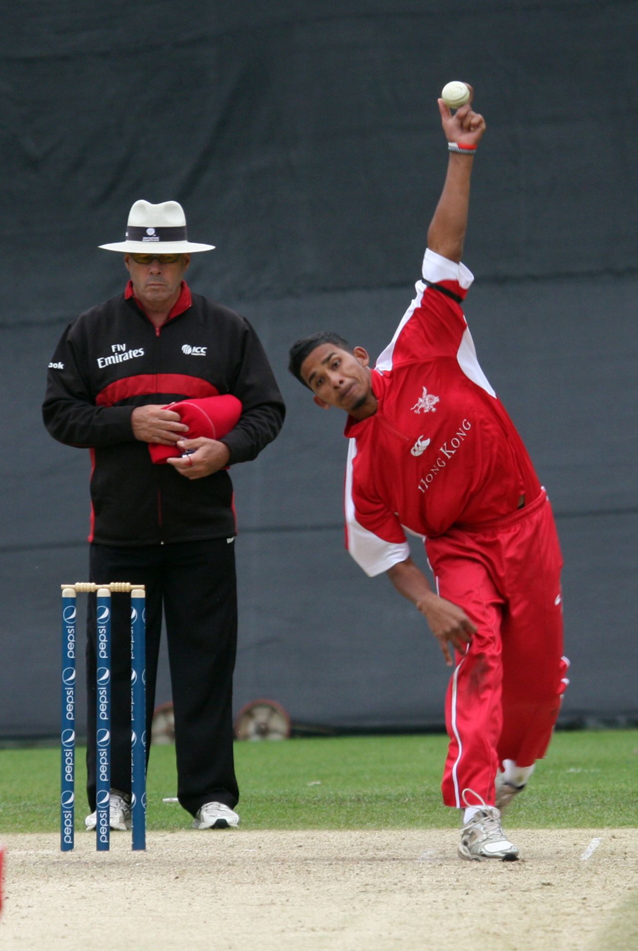 Nadeem Ahmed picked up one wicket against USA, Hong Kong v United States of America, WCL Div. Three, Kowloon, January 22, 2011