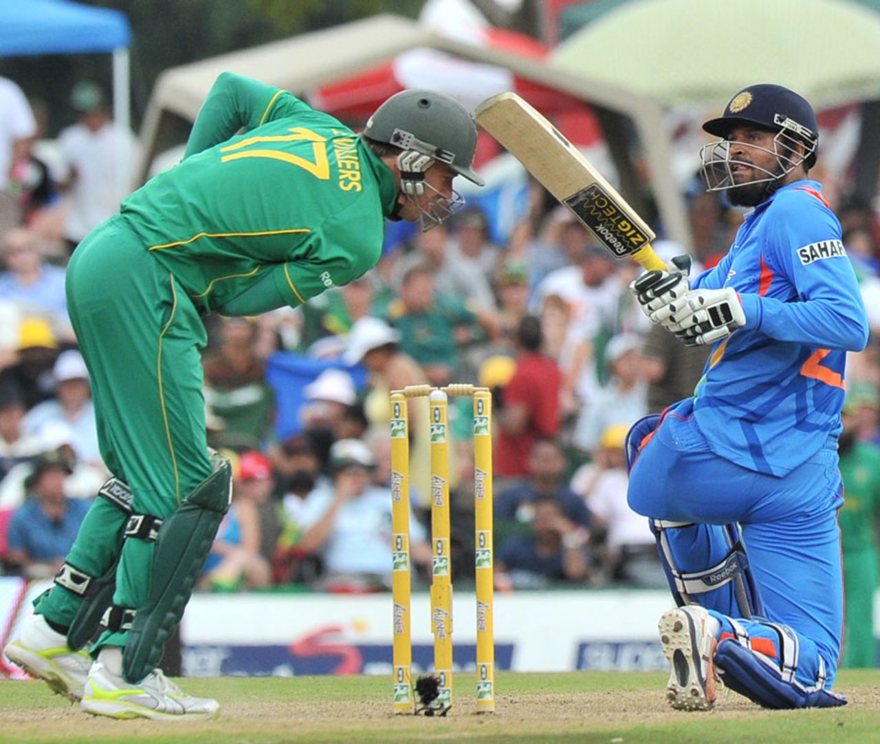 Yusuf Pathan hits one behind the wicket, South Africa v India, 5th ODI, Centurion, January 23, 2011