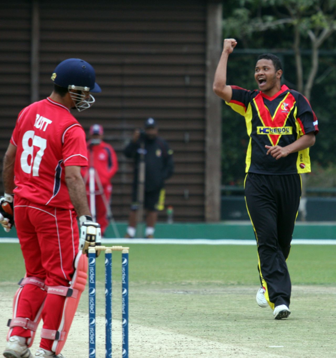 Hussain Butt was eventually removed by Loa Nou, Hong Kong v Papua New Guinea, WCL Division Three, Wong Nai, January 28, 2011