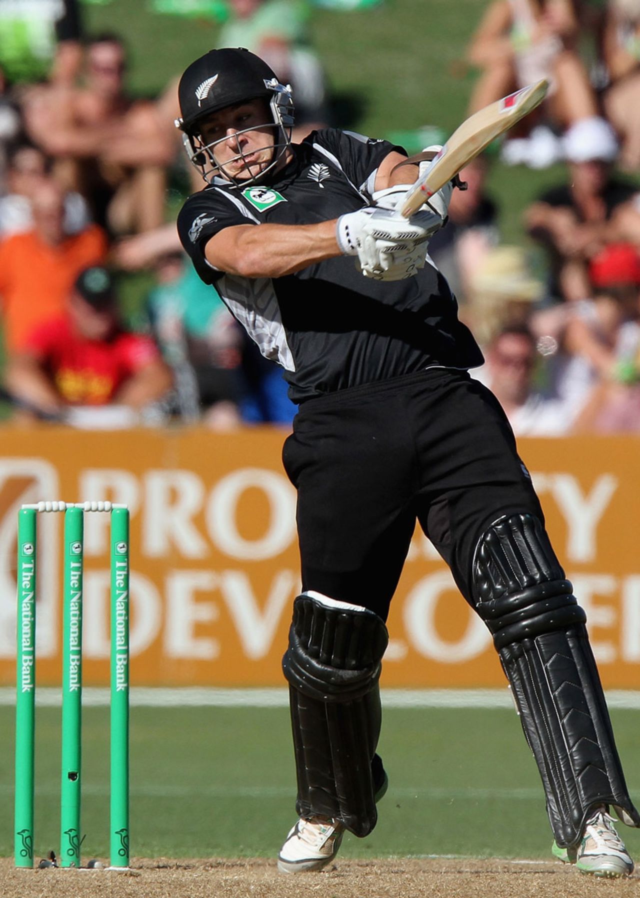 Nathan McCullum forces one through the off side, New Zealand v Pakistan, 4th ODI, Napier, February 1, 2011