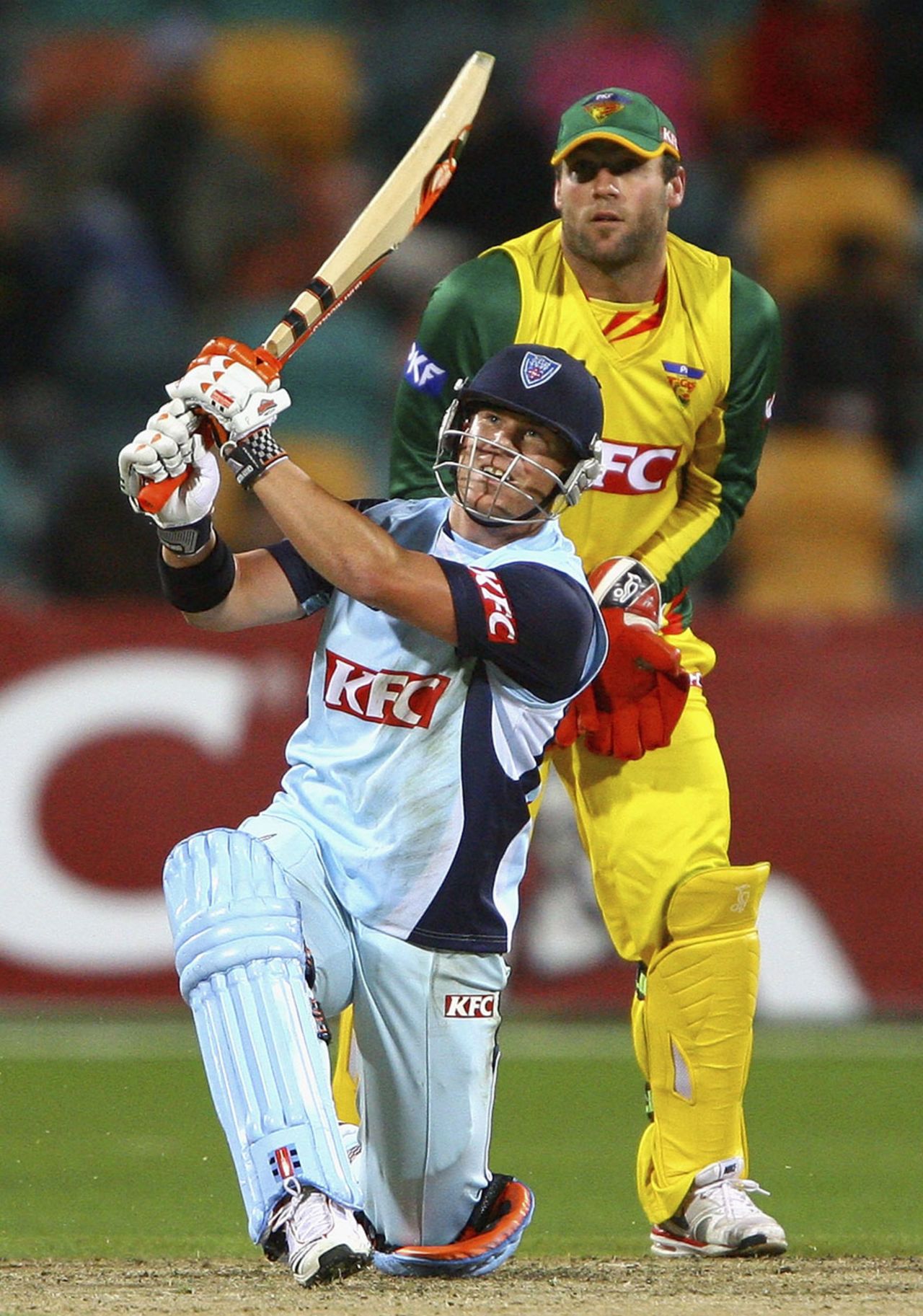 David Warner smashed three sixes and eight fours in his 70 off 49 balls, Tasmania v New South Wales, Big Bash, Hobart, February 1, 2011