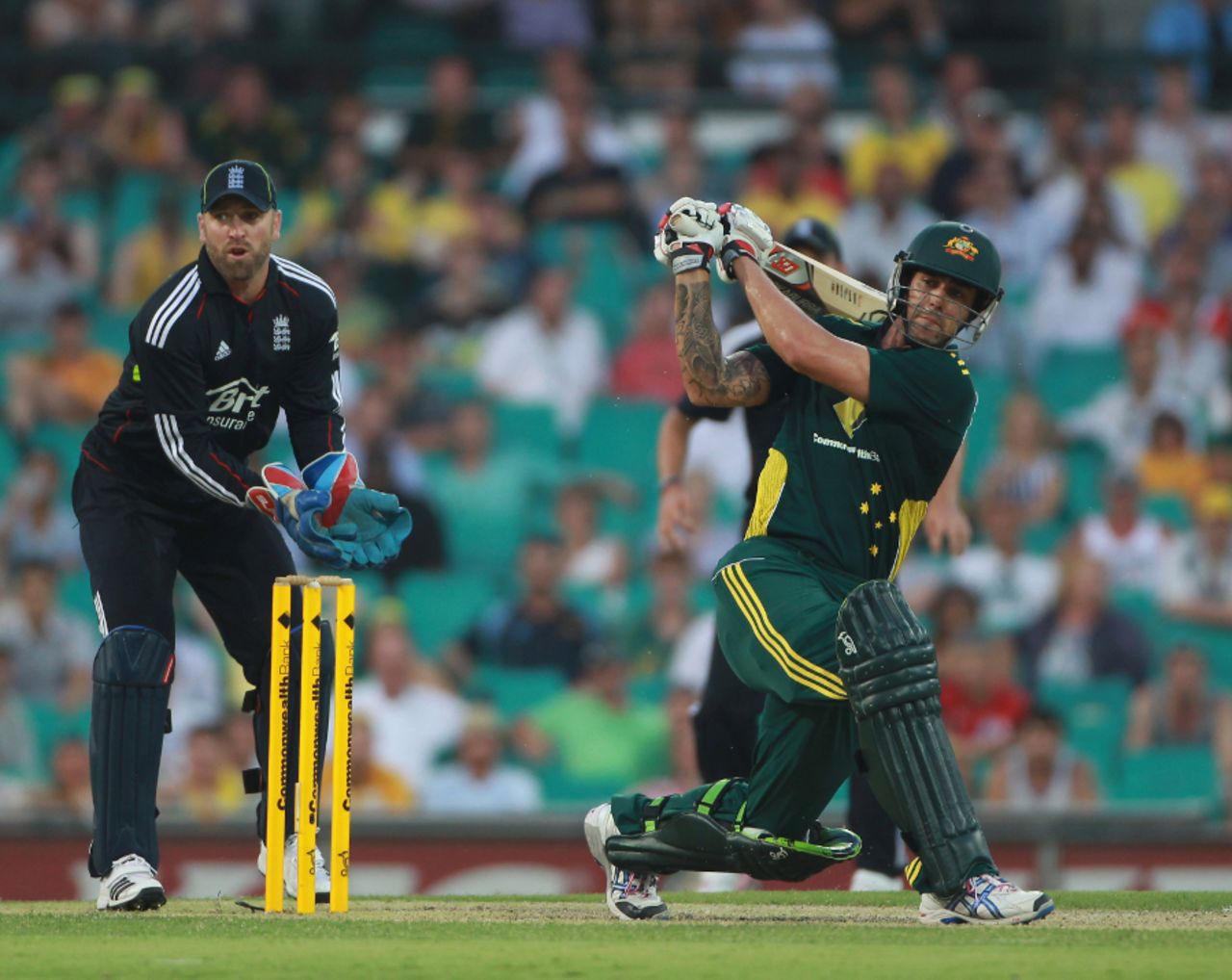 Mitchell Johnson compiled an aggressive fifty batting at No. 4, Australia v England, 6th ODI, Sydney, February 2, 2011