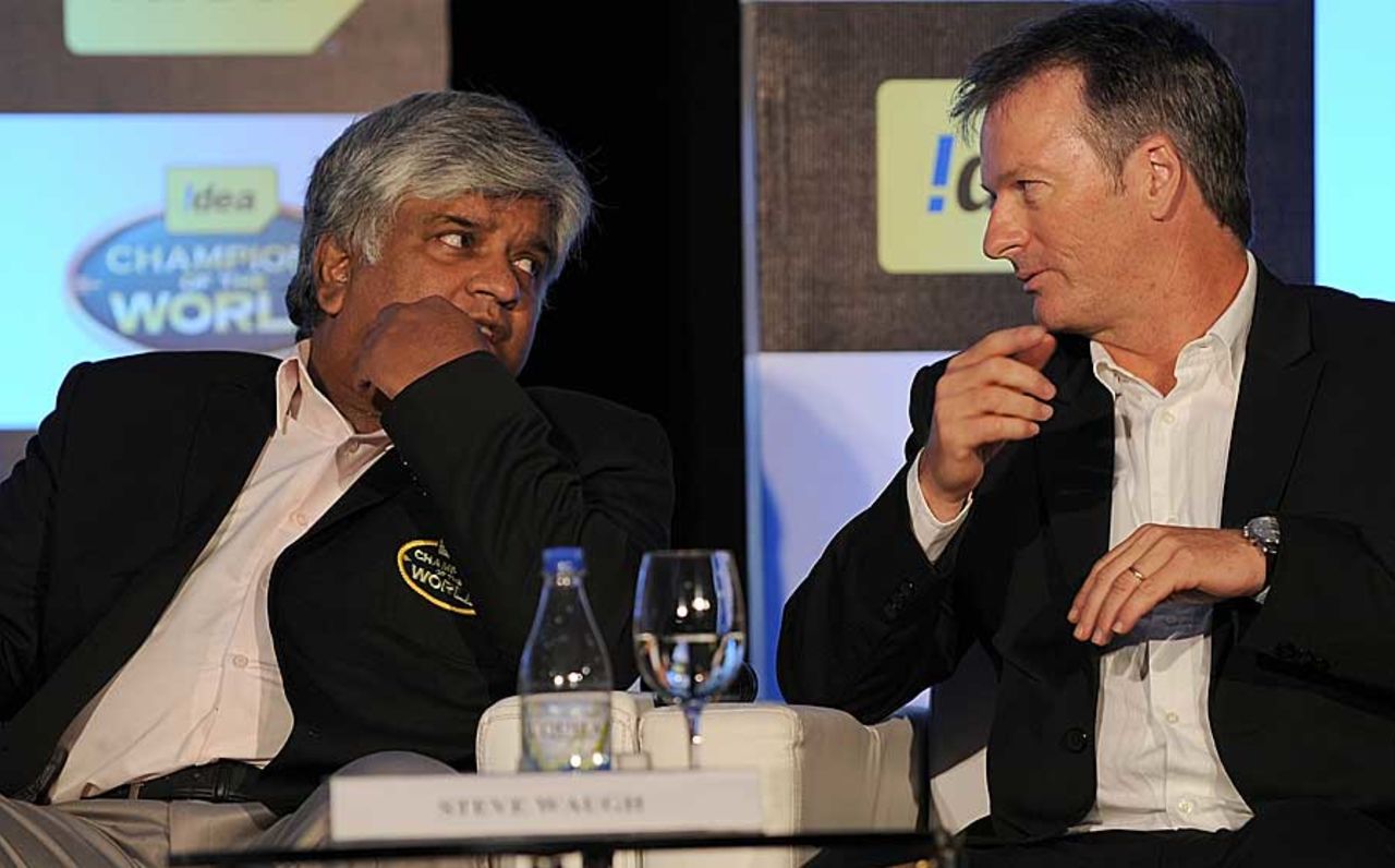 Arjuna Ranatunga and Steve Waugh, two World Cup winning captains, Mumbai, February 2, 2011