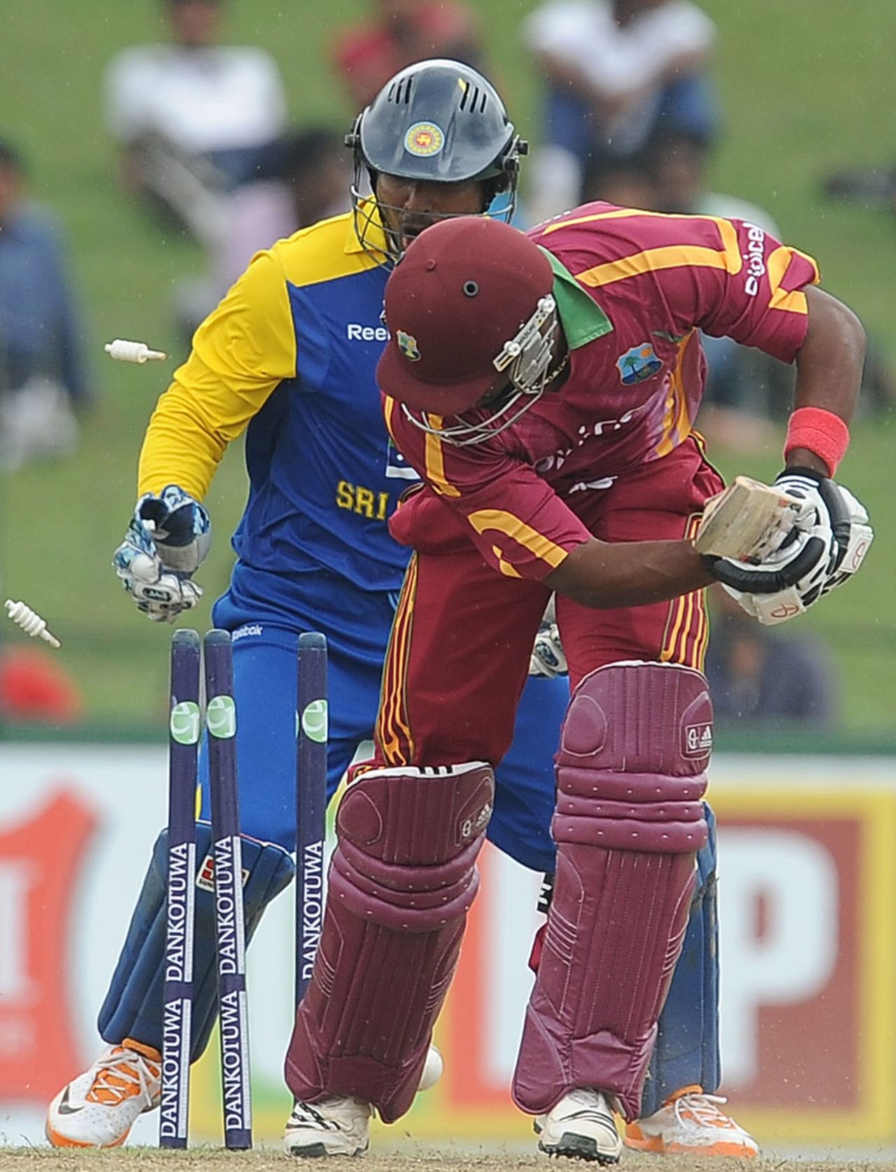 Dwayne Bravo was bowled by Rangana Herath, Sri Lanka v West Indies, 2nd ODI, Colombo, February 3, 2011