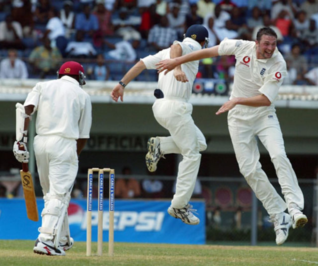 Steve Harmison jumps for joy, West Indies v England, 1st Test, Sabina Park, 3rd day, March 13, 2004