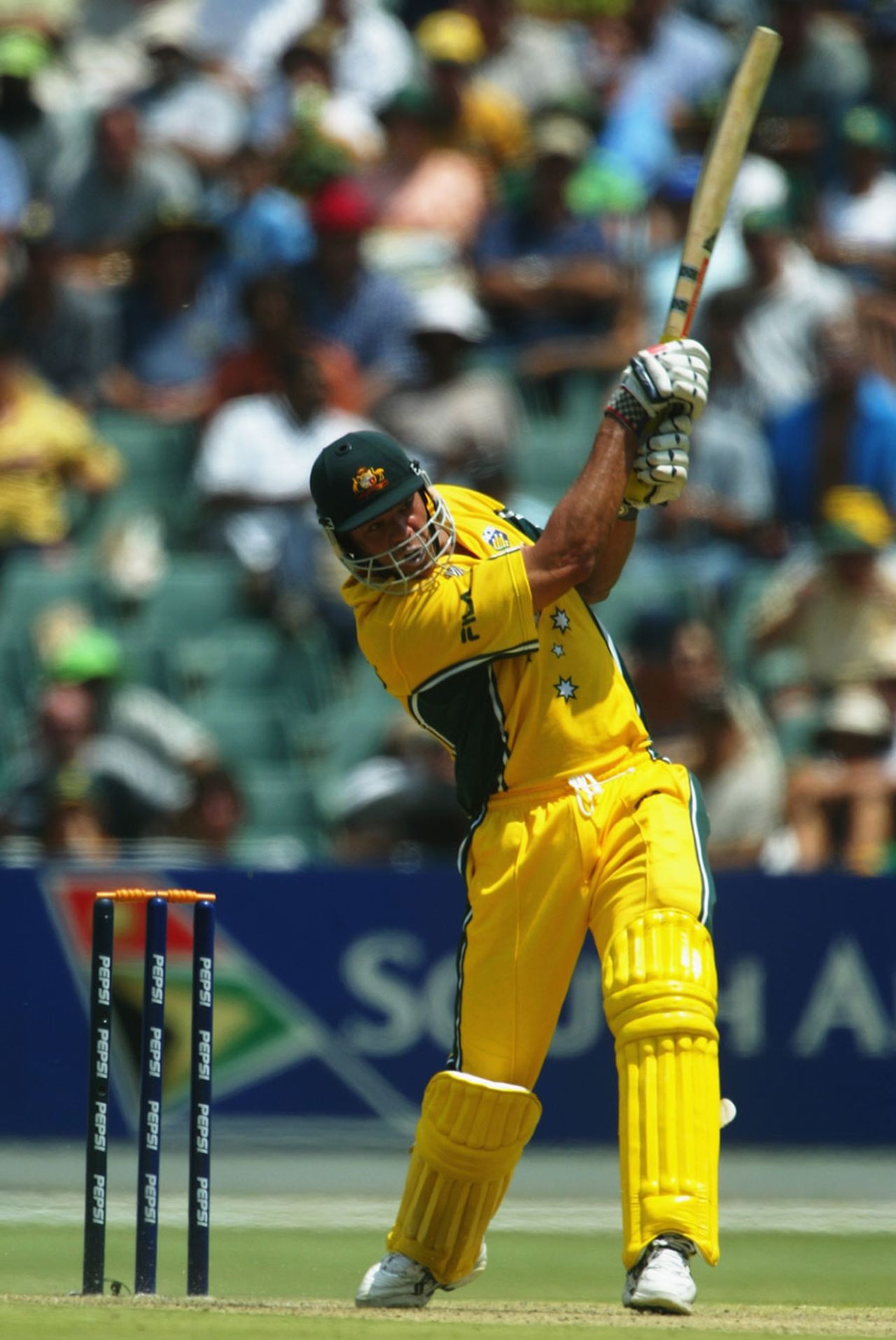 Andrew Symonds hits on the leg side during his unbeaten 143, Australia v Pakistan, World Cup, 4th match, Group A, Johannesburg, February 11, 2003