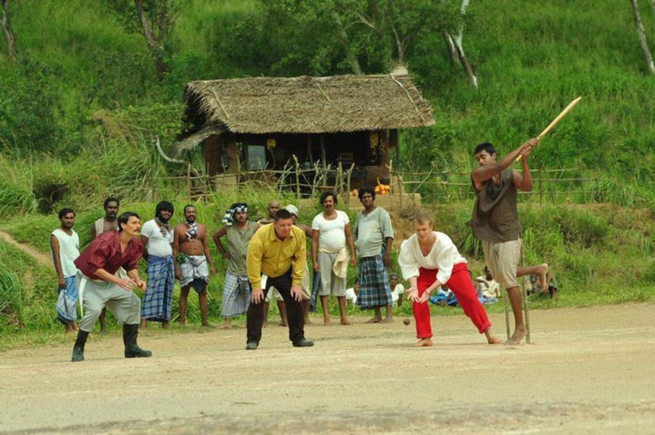 A still from the Sri Lankan cricket-themed film Sinhawalokanaya