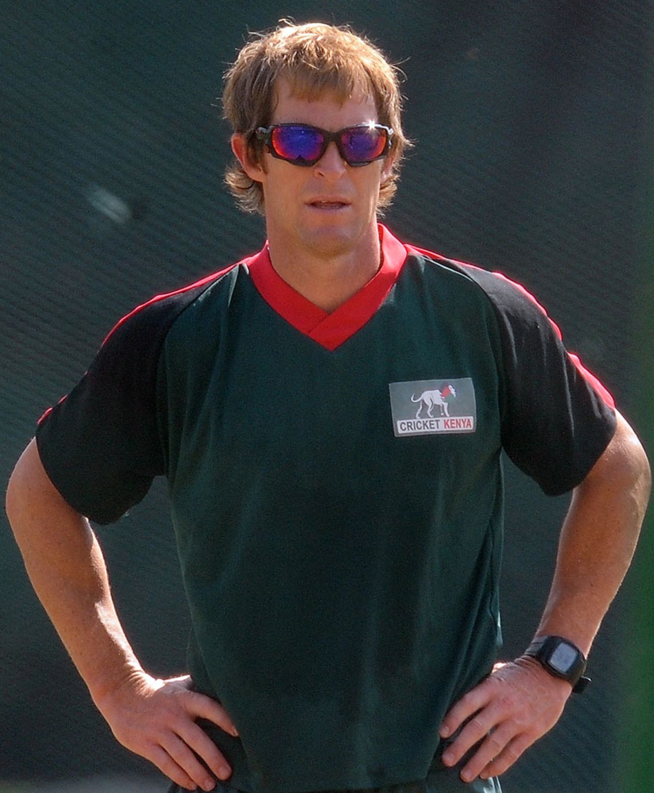 Jonty Rhodes watches over a training session of the Kenyan team, Colombo, February 11, 2011