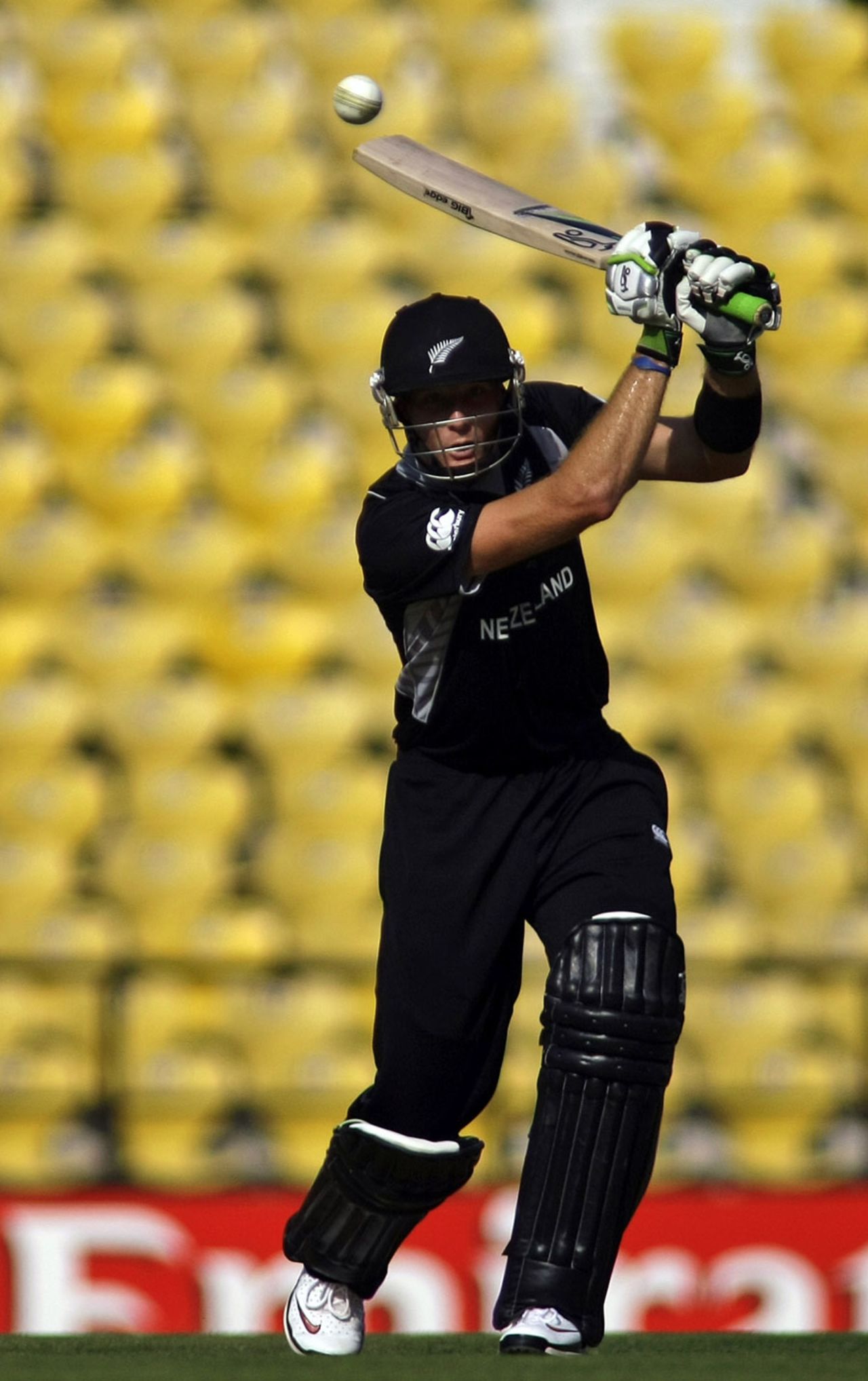 Martin Guptill strokes the ball on his way to a century, Ireland v New Zealand World Cup warm-up match, Nagpur, February 12, 2011