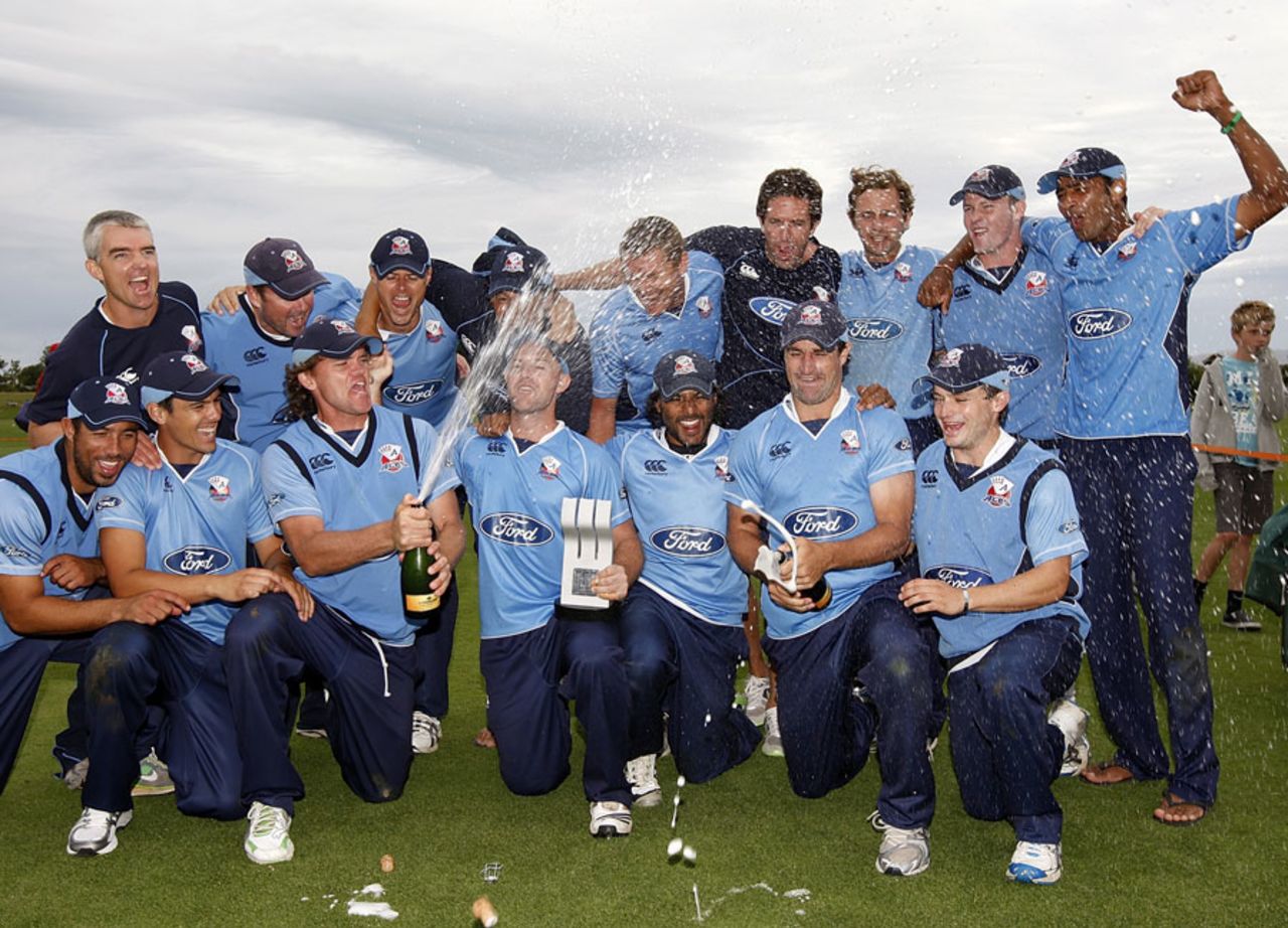 The Auckland team celebrates after winning the final, Canterbury v Auckland, Chirstchurch, February 13, 2011